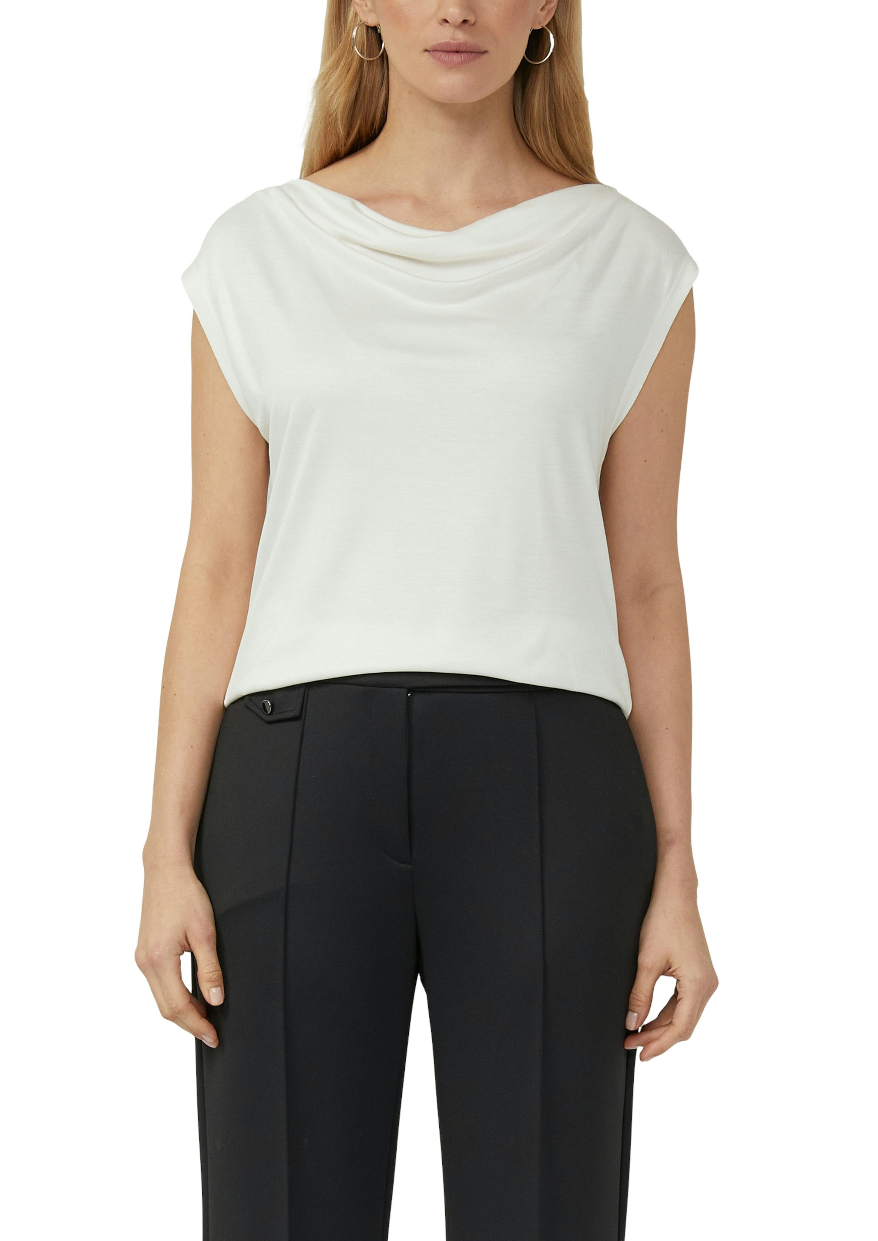 s.Oliver BLACK LABEL Wasserfallshirt mit Wasserfall-Kragen und aus reiner Viskose