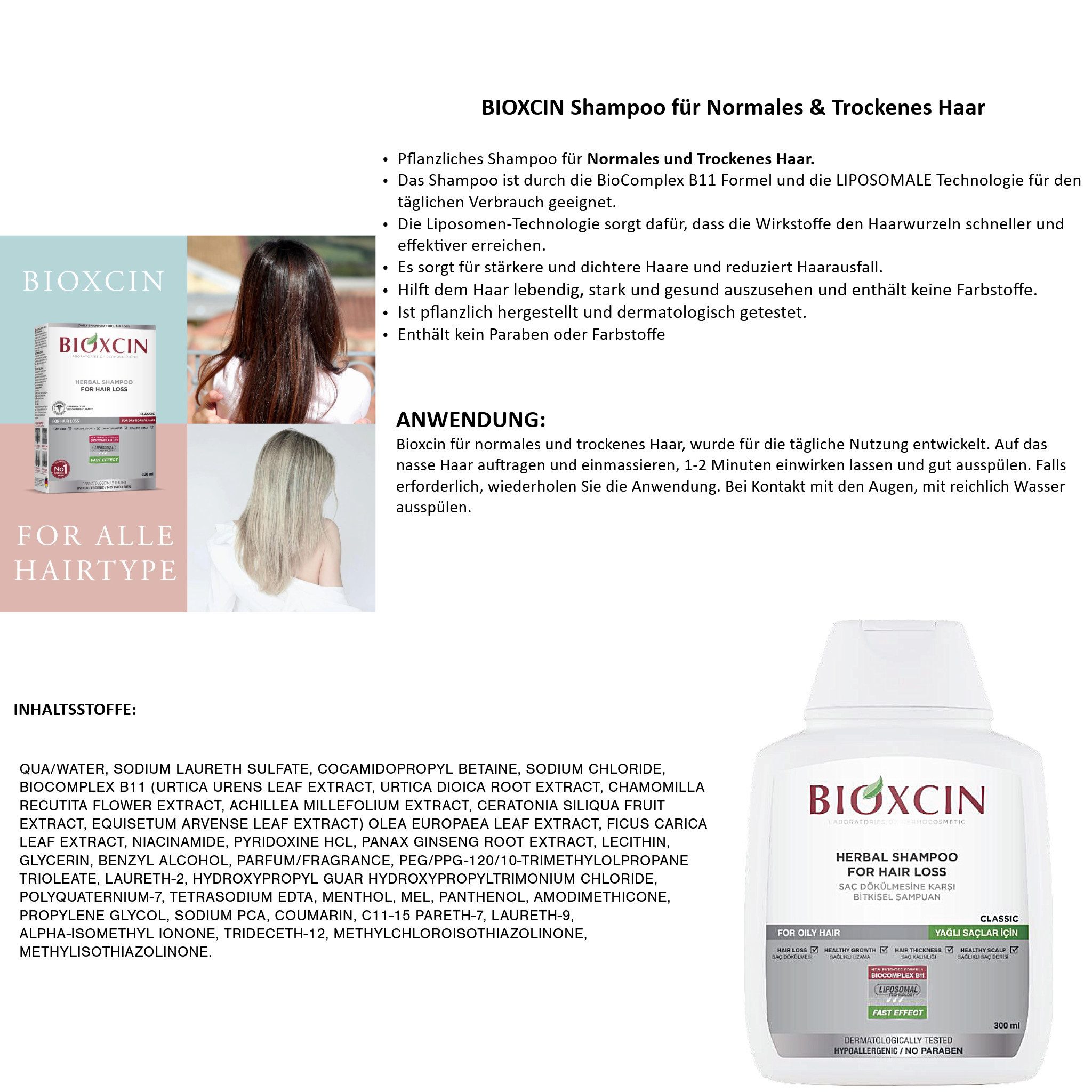 Bioxcin Haarshampoo Bioxcin Pflanzliches Shampoo gegen Haarausfall für fettiges Haar 300ml