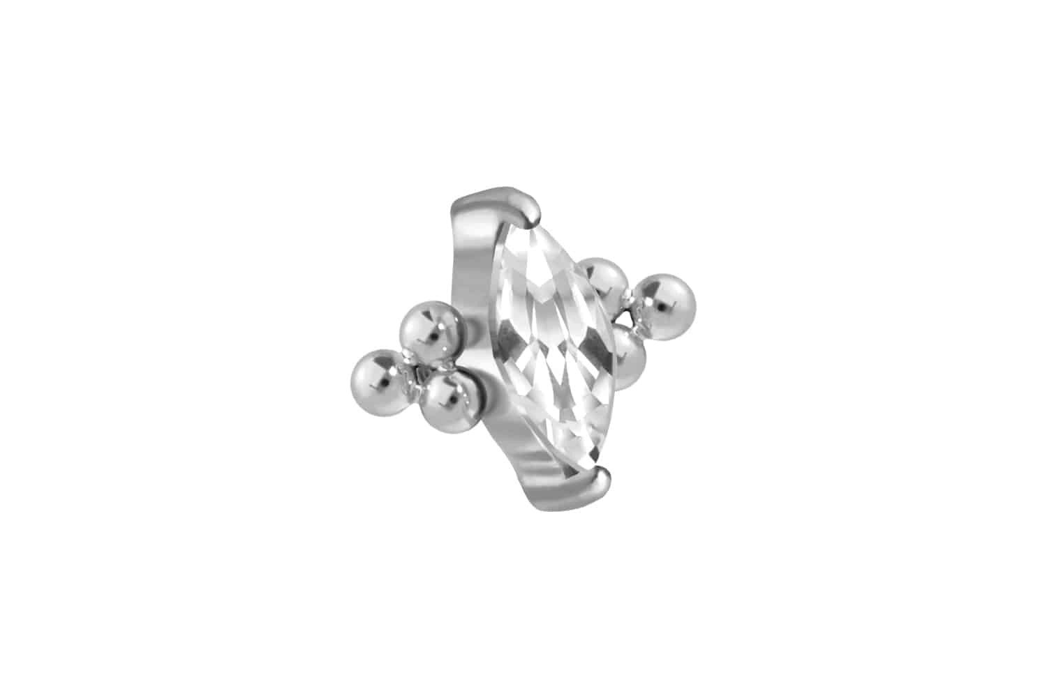 Piercing-Set Titan Schraubaufsatz mit Außengewinde KRISTALLTROPFEN + 6 KUGELN