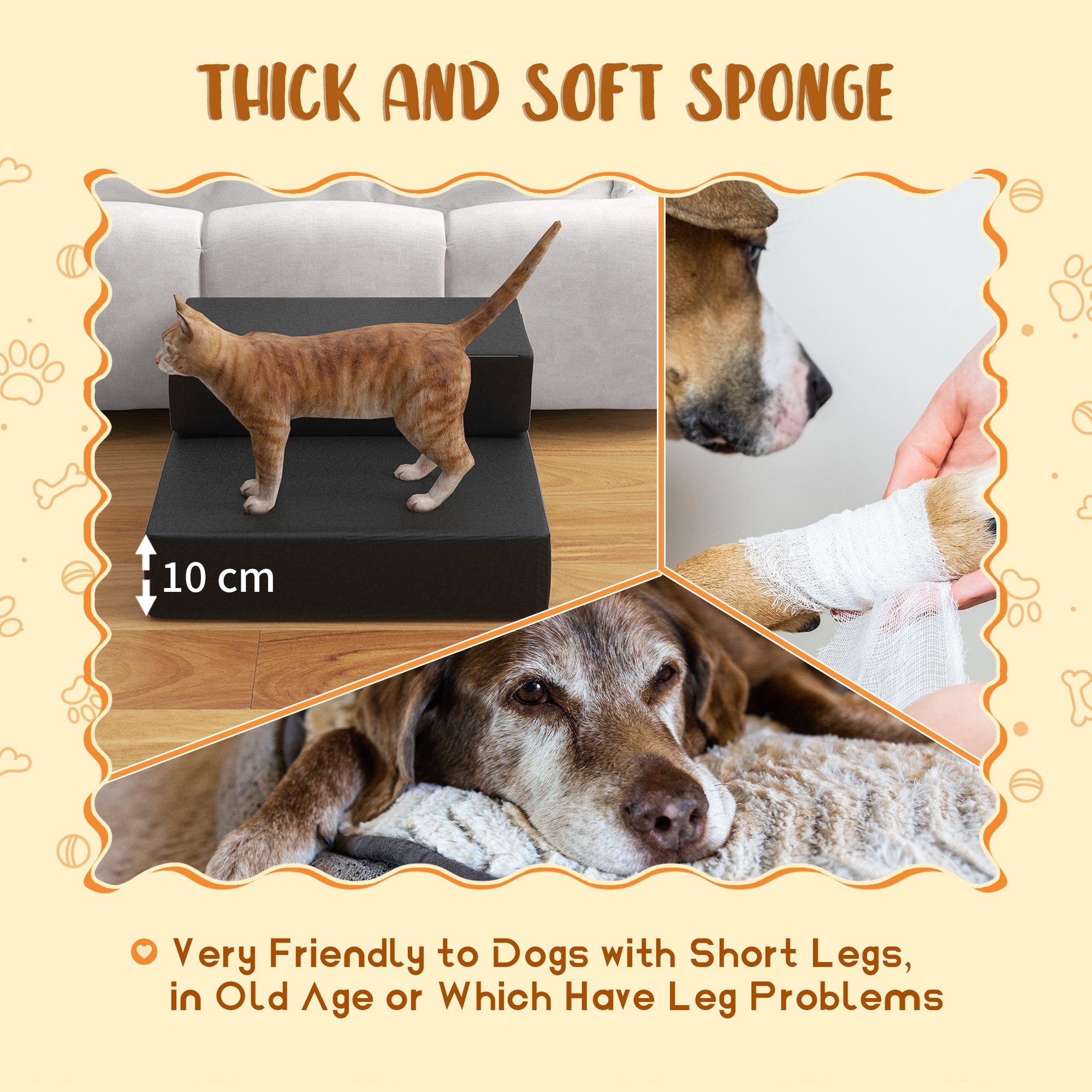 MC Star Haustiertreppe klappbar mit 2 Stufen für Katzen und Hunde, schwarz, günstig online kaufen