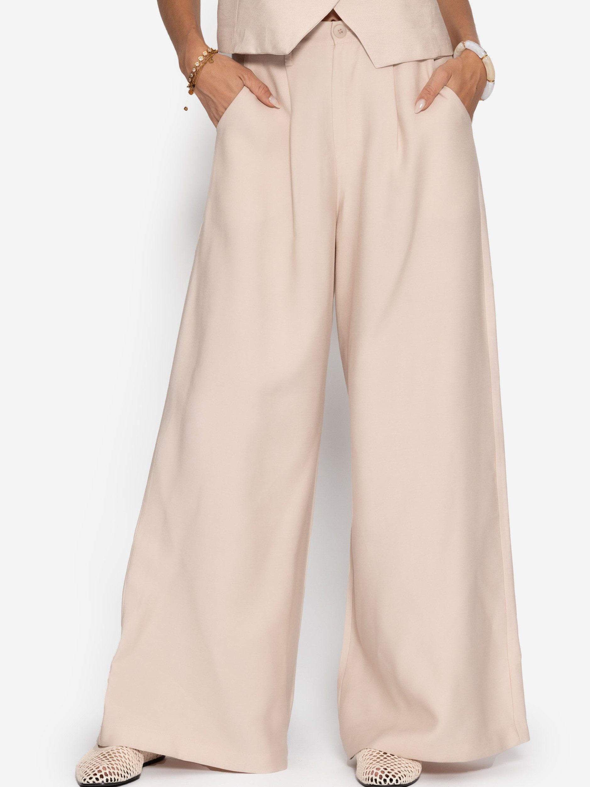 Stoffhose Elegante Bundfaltenhose für Damen