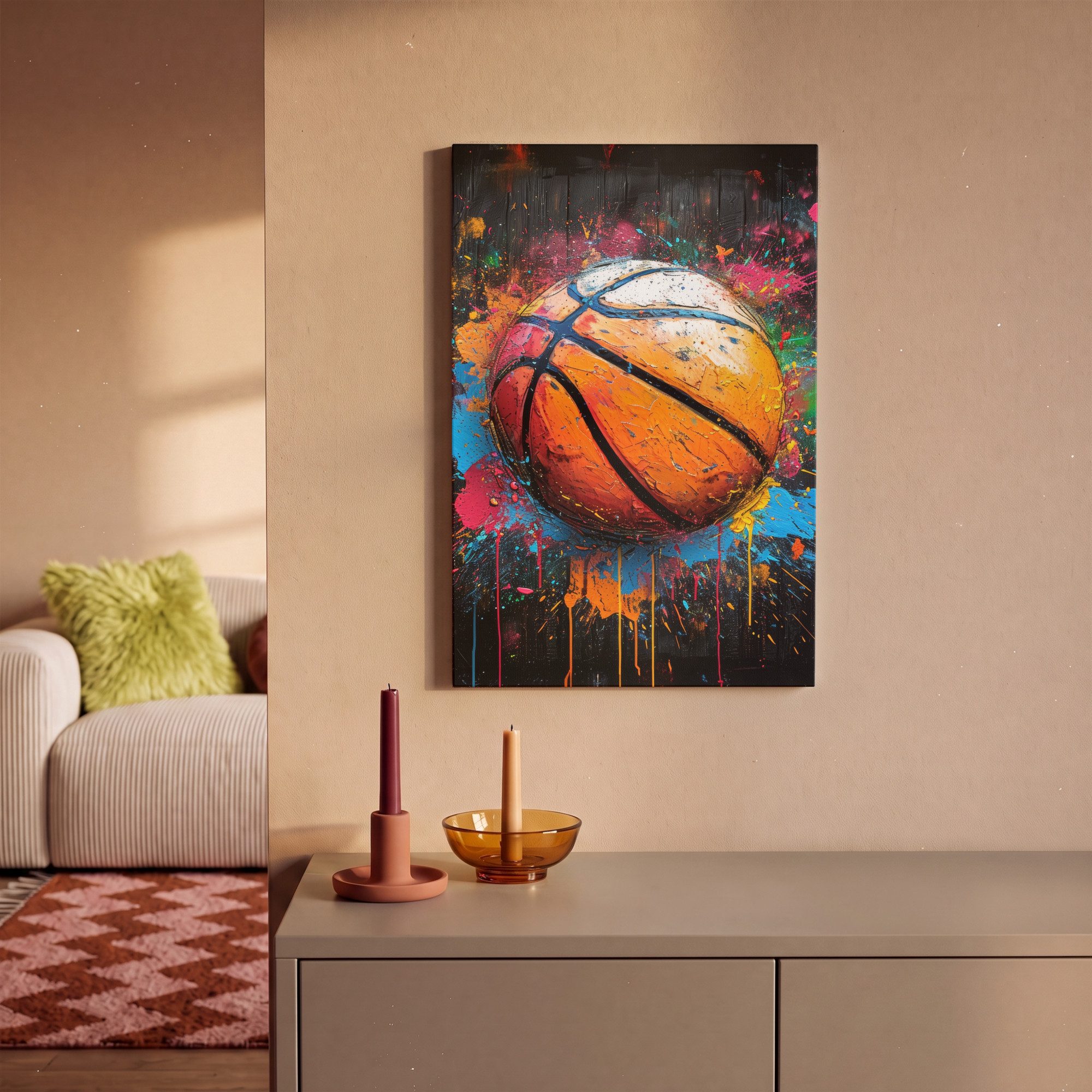 OneMillionCanvasses® Leinwandbild Graffiti - Basketball - Farbe - Sport - Straßenkunst, Fotodruck (1 St), Leinwand Canvas Wandbild, Wanddekoration 20x30 cm – Bild 2 von 5