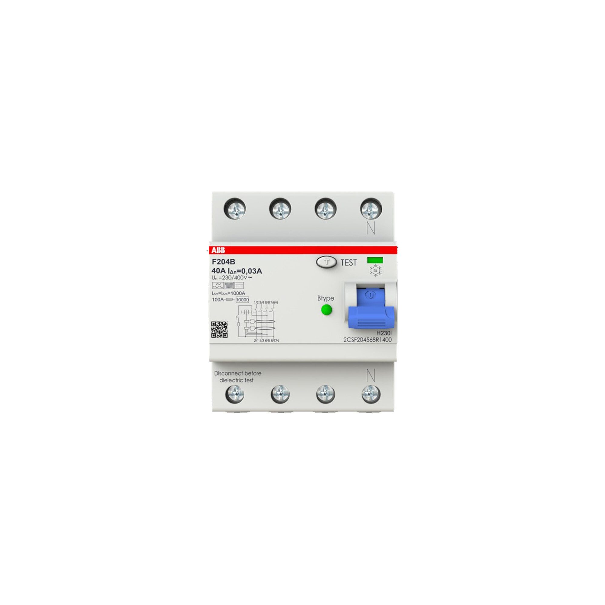 ABB Schalter ABB Stotz S&J FI-Schutzschalter TypB 4P 40A,30mA,3kA,4TE F204B-40/0,03
