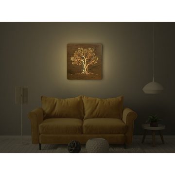 WohndesignPlus LED-Bild LED-Wandbild "Olivenbaum" 62cm x 62cm mit 230V, Natur, DIMMBAR! Viele Größen und verschiedene Dekore sind möglich.