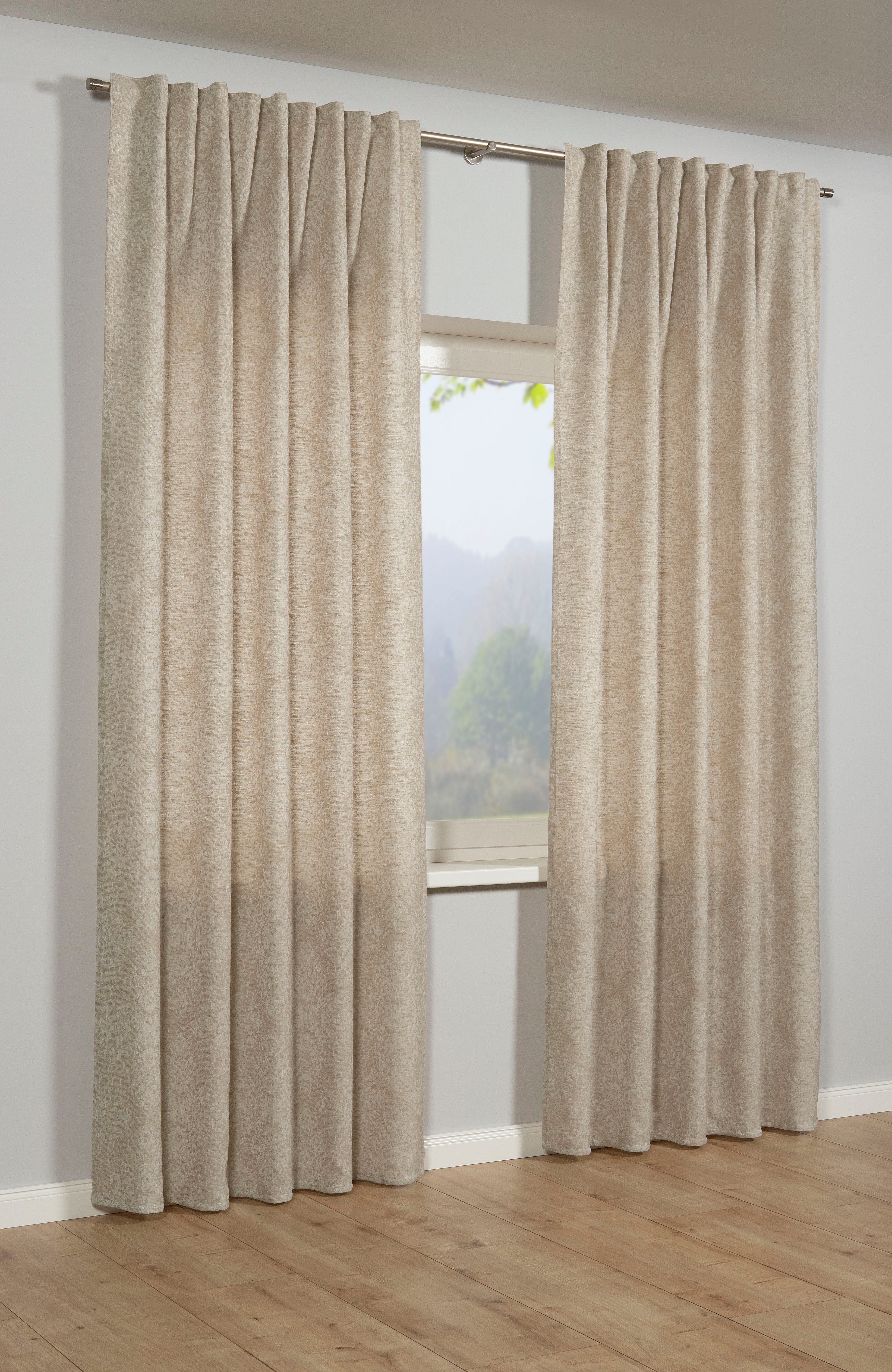 Sehlbach Gardine Schal Jacquard Ornamente, Schlaufen günstig online kaufen