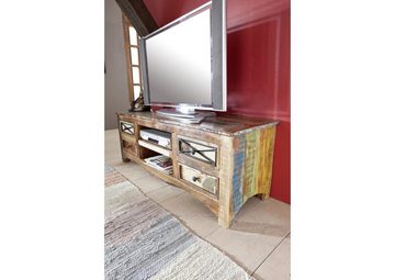 Massivmoebel24 TV-Board TV-Board Altholz 140x45x50 mehrfarbig lackiert NATURE OF SPIRIT #01