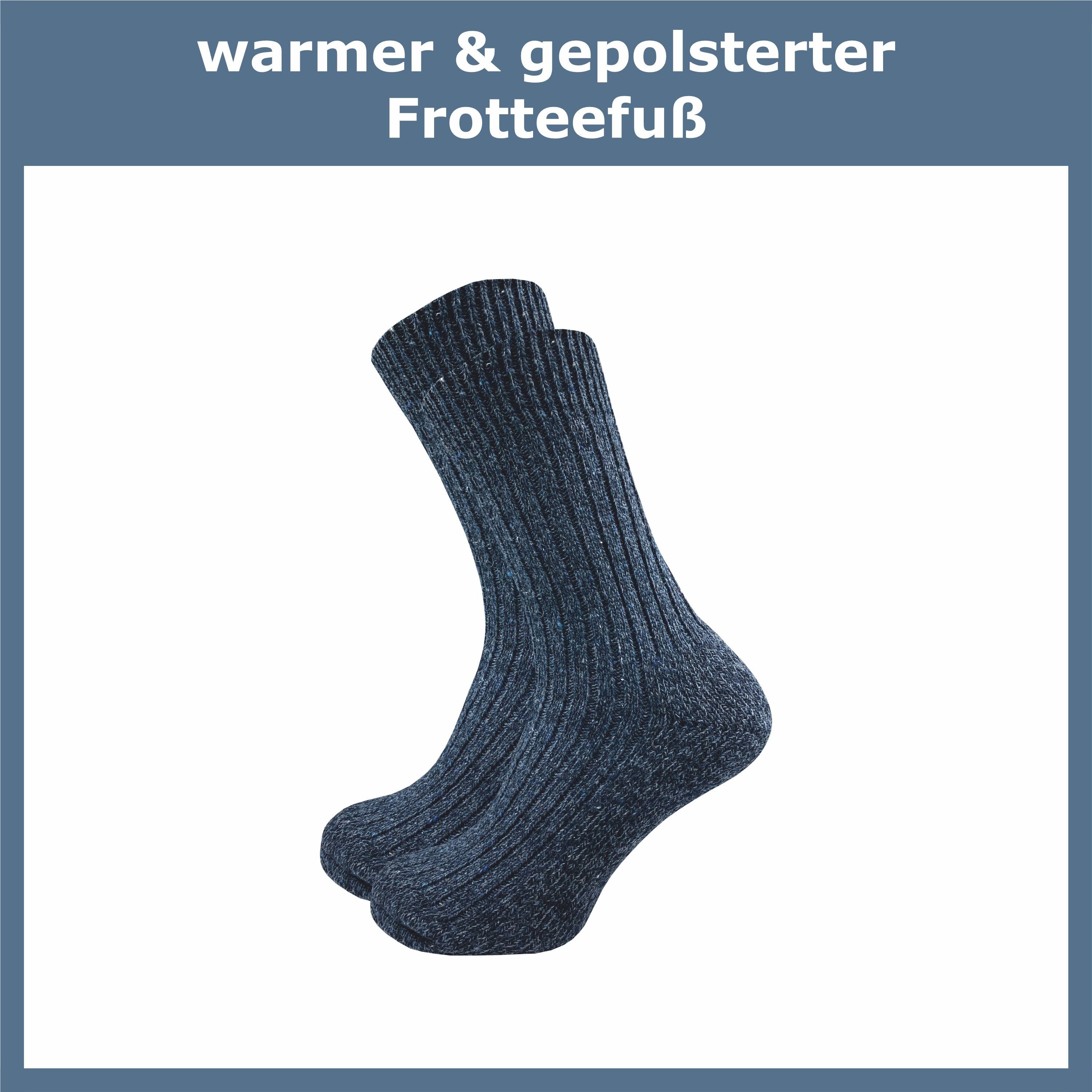 gegen Paar) Füße für Fersenpolster kalte Wintersocken - Dickes Füße und Thermosocke aus Wolle (10 warme Norwegersocken Herren GAWILO für blau - Plüschsohle 70%