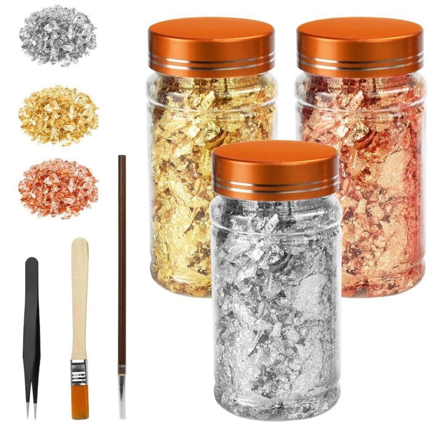 LuxusKollektion Bastelfilz Goldflocken Set 3 Farben mit Zubehör