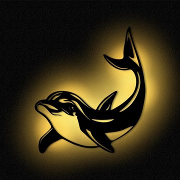 Namofactur LED Nachtlicht Delphin Delfin Nachtlicht Kinder Wandlampe Kinderzimmer I MDF Holz, LED fest integriert, Warmweiß