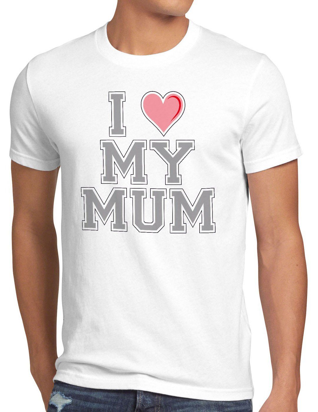 style3 Print-Shirt Herren T-Shirt I love my Mum mama oma mutter muttertag geburtstag liebe new york weiß
