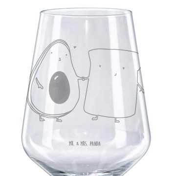 Mr. & Mrs. Panda Rotweinglas Avocado Toast - Transparent - Geschenk, Spülmaschinenfeste Weingläser, Premium Glas, Spülmaschinenfest