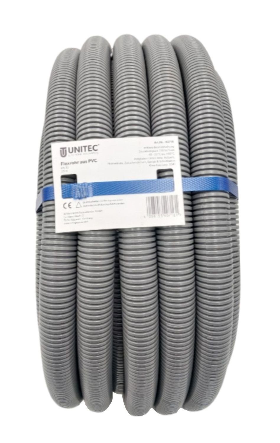 UNITEC Flexrohr Unitec Flexrohr 40716 32mm 25m mittlere Beanspruchung Flexschlauch, 32