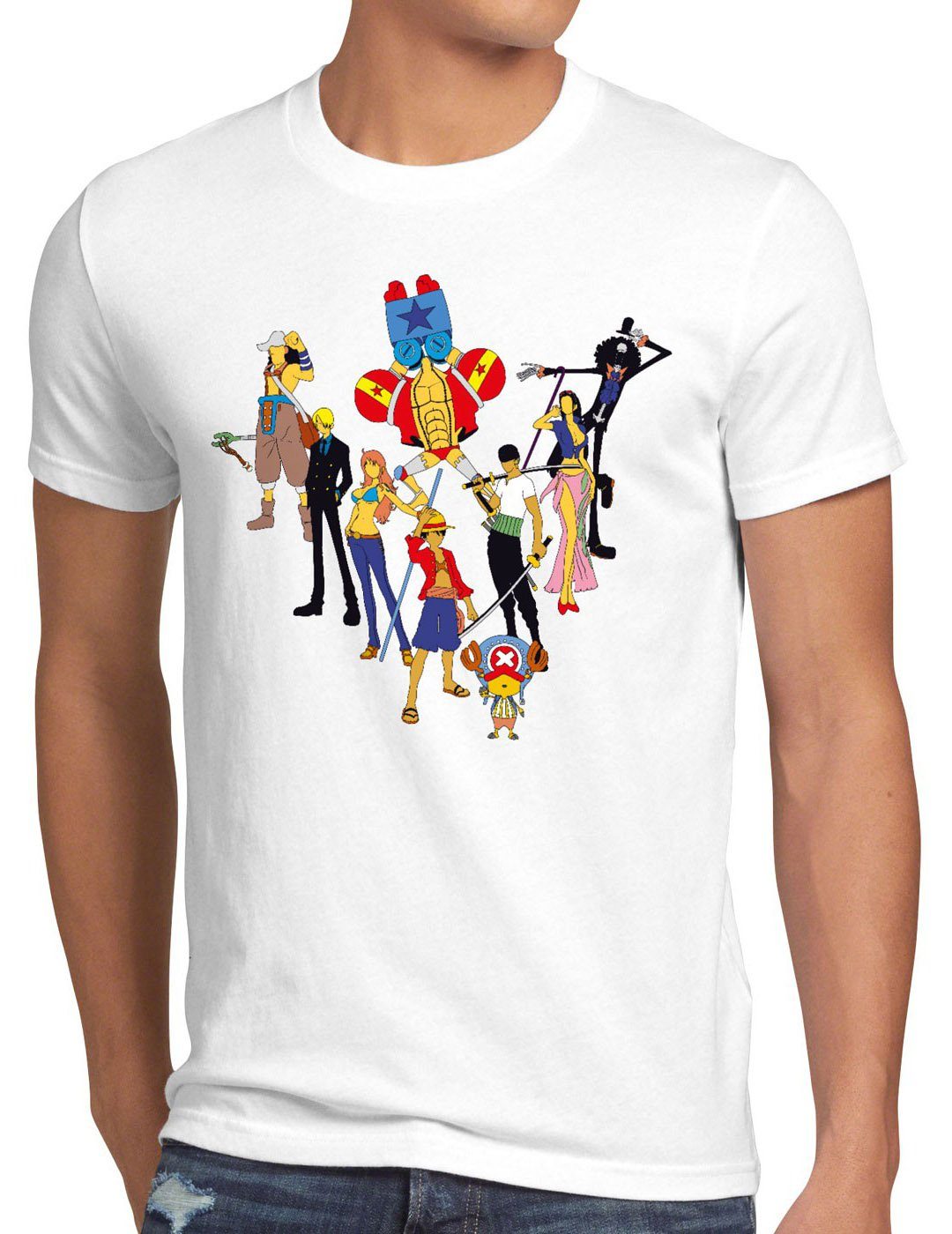 style3 Print-Shirt Herren T-Shirt Piratenbande ruffy zoro one nami lysop  monkey piece luffy piraten online kaufen | OTTO