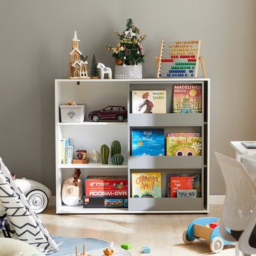 SoBuy Bücherregal KMB33, Kinderregal mit Schiebetür Spielzeugregal Aufbewahrungsregal