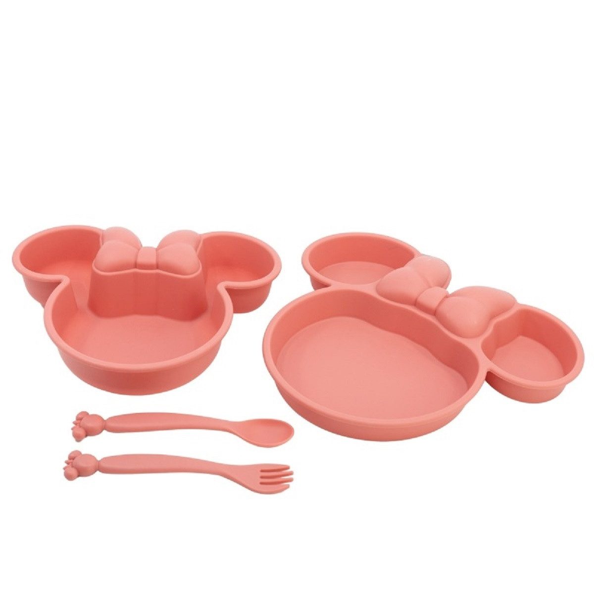 Disney Minnie Mouse Kinderbesteck Kindergeschirr-Set 4-teilig – Teller, Schale & Besteck in Geschenkbox (4-tlg)
