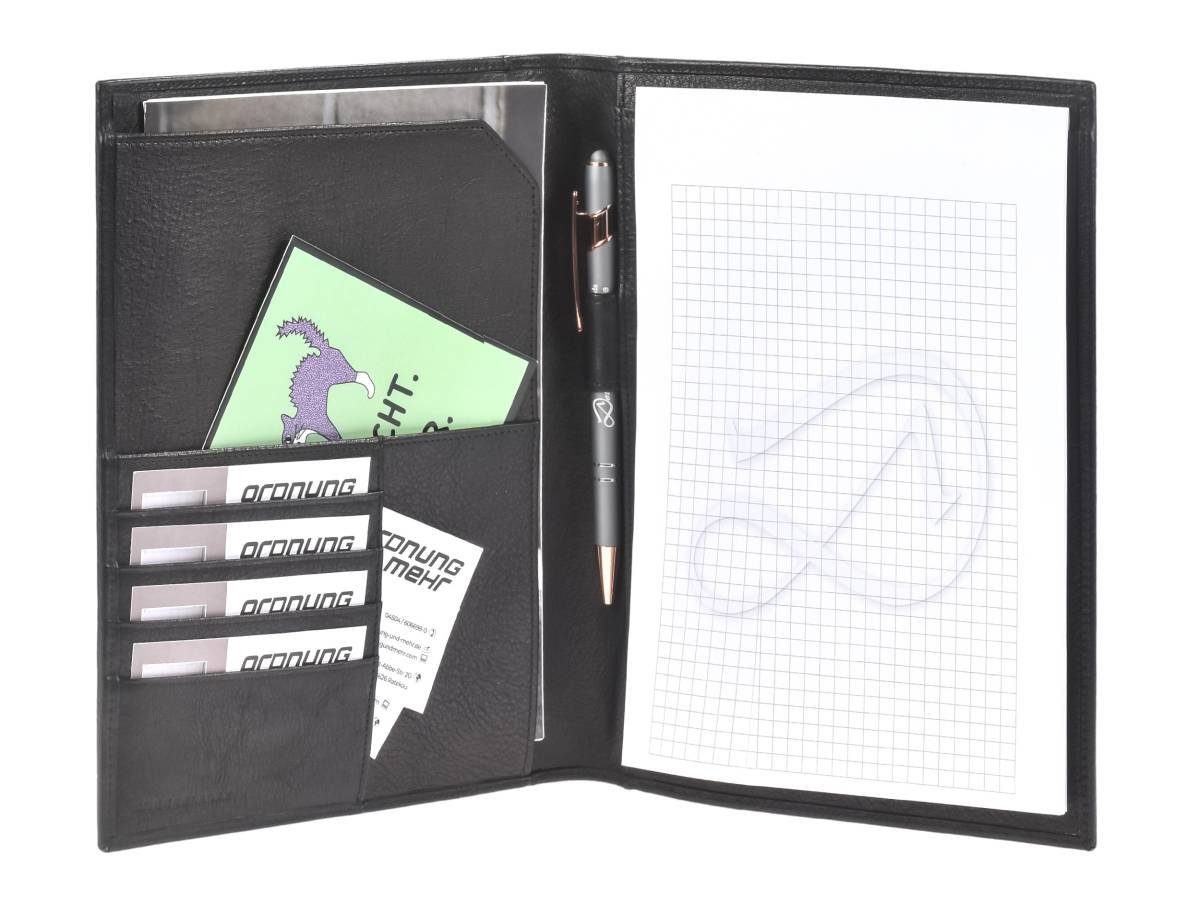 Sonnenleder Schreibmappe Tucholsky, Mappe, A5 cm Format, schwarz 18,5x23 Leder