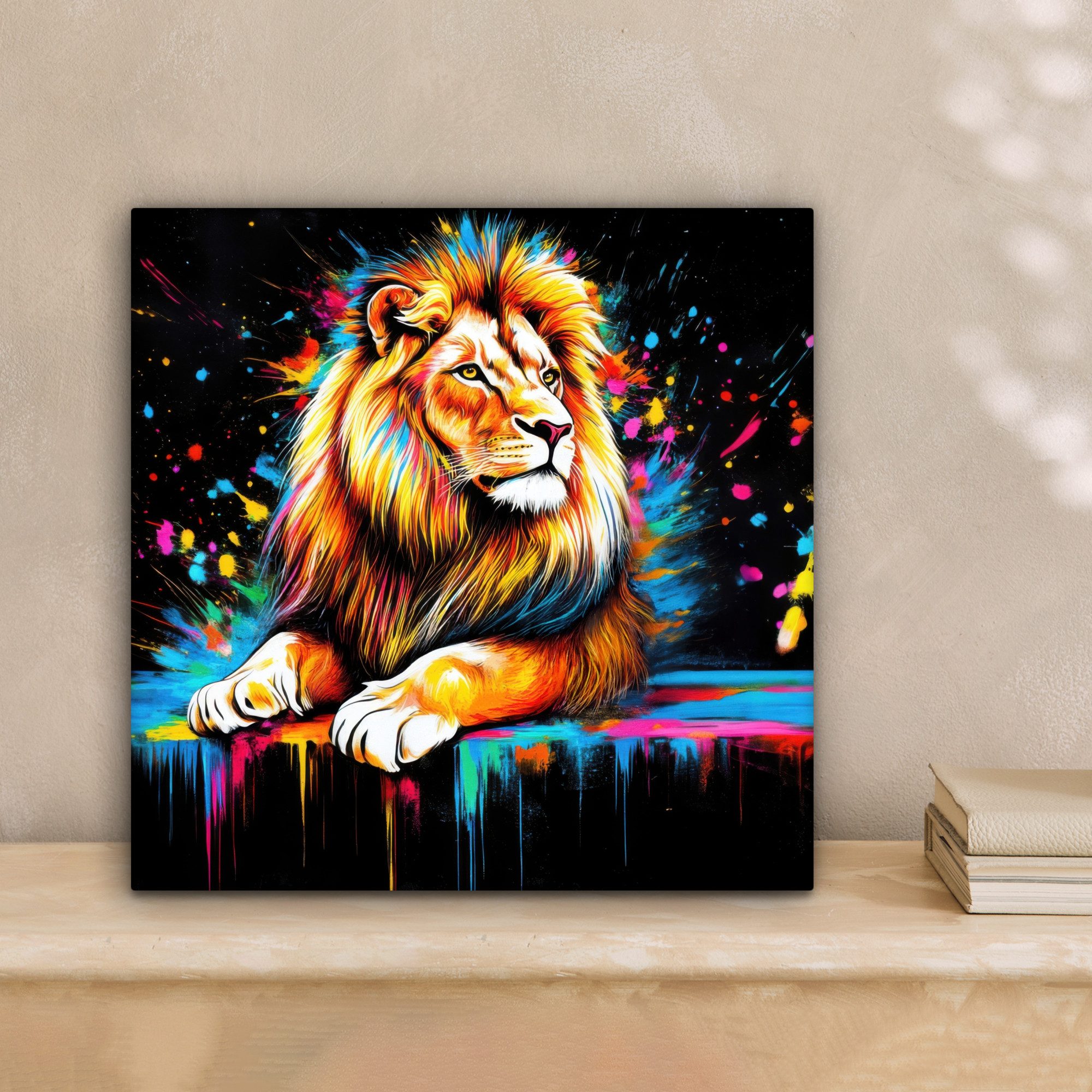 OneMillionCanvasses® Leinwandbild Löwe - Bunt - günstig online kaufen