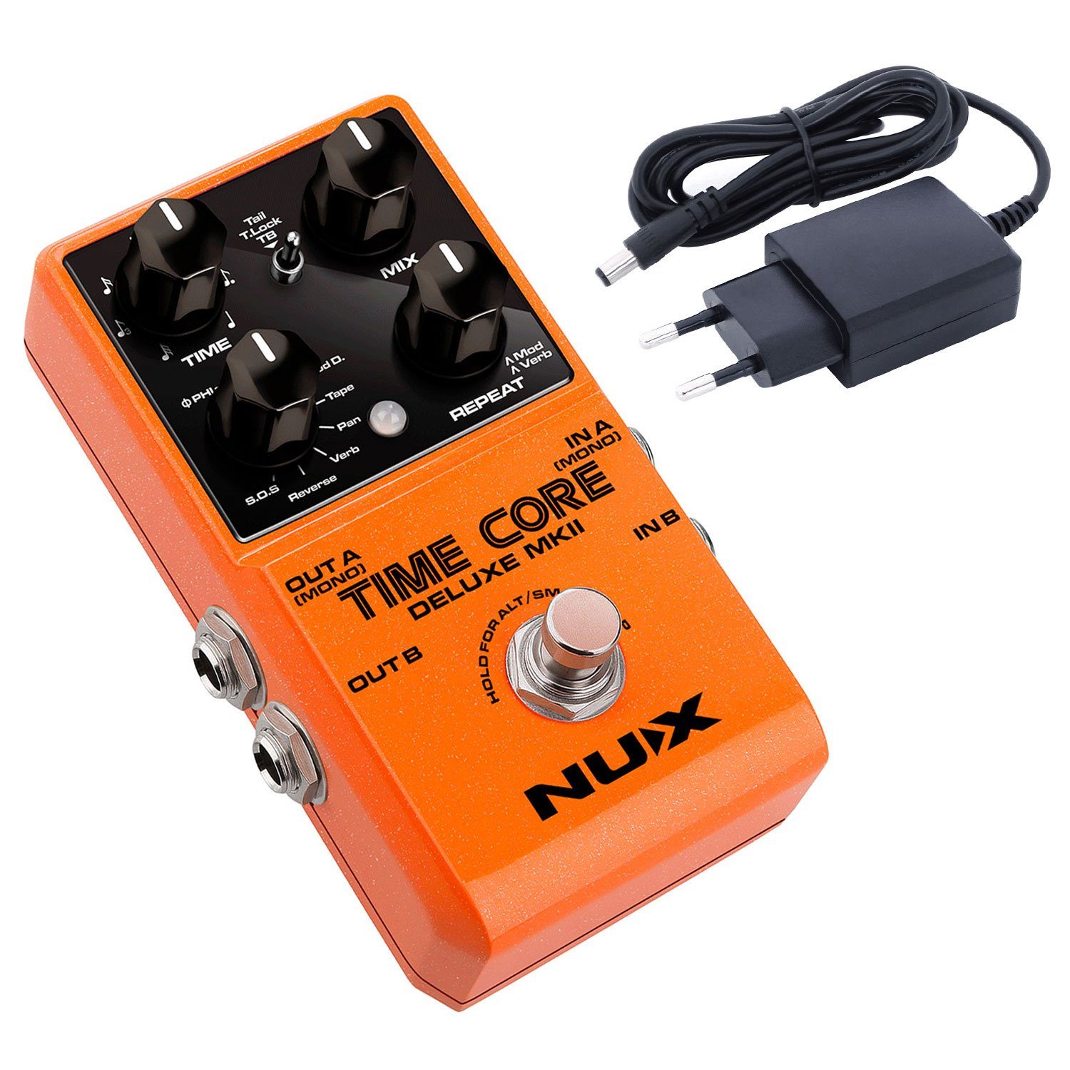 E-Gitarre Nux Time Core Deluxe MKII Delay Effektgerät mit Netzteil