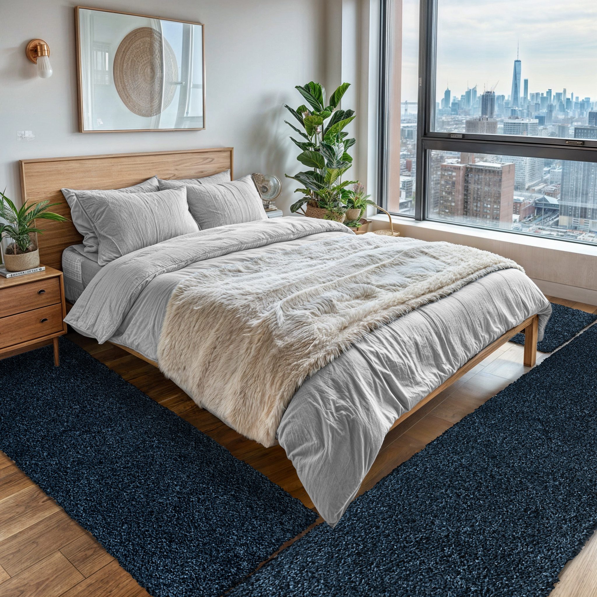 my home Hochflor-Teppich »Banji«, rechteckig, 37 mm Höhe, Uni Farben, weich günstig online kaufen