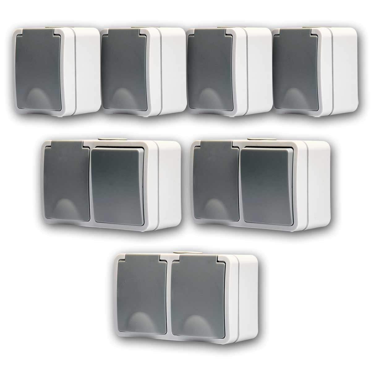 McPower Aufputz-Steckdose FIX Set "Werkstatt" 7-teilig IP54 230V~ Steckansch