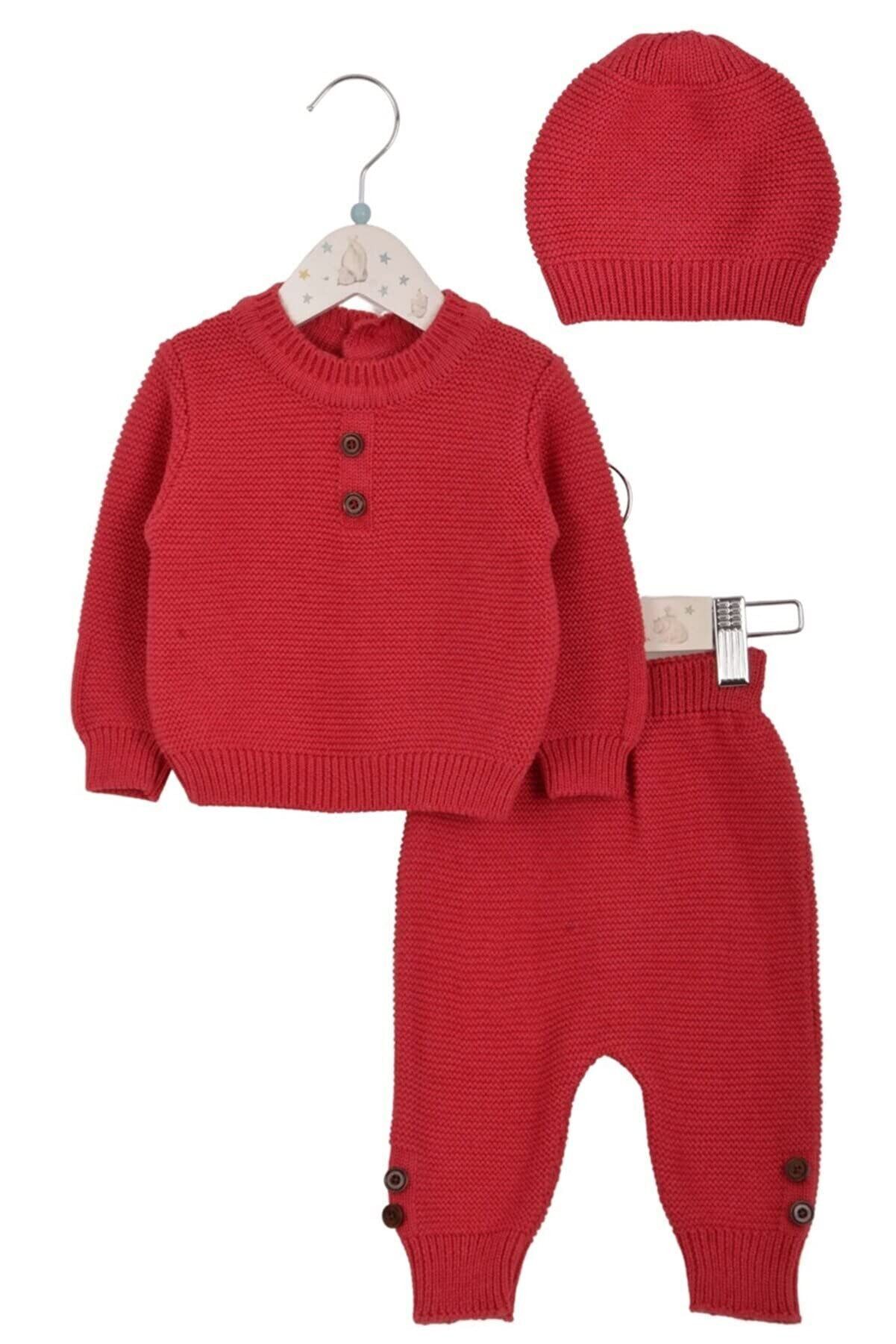Minora Strickkleid Minora Baby Kleidungs Set- Hose, Pullover und Mütze