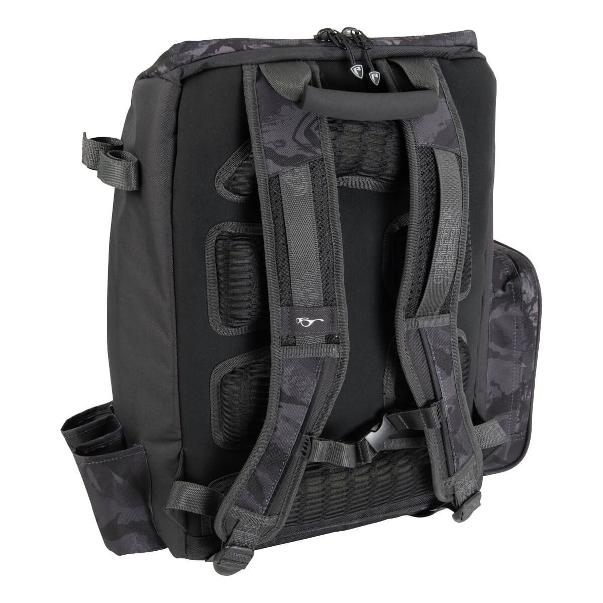 Fox Rage Angelrucksack Fox Rage Voyager Camo Rucksack, Hochrobuste Camo-Tarnreißverschlüsse, 3D-gepolsterter Schultertragegurt, EVA-Handtragegriff oben, EVA-Taschenbasis, Tasche auf der Rückseite für Zubehör wie zum Beispiel Werkzeuge