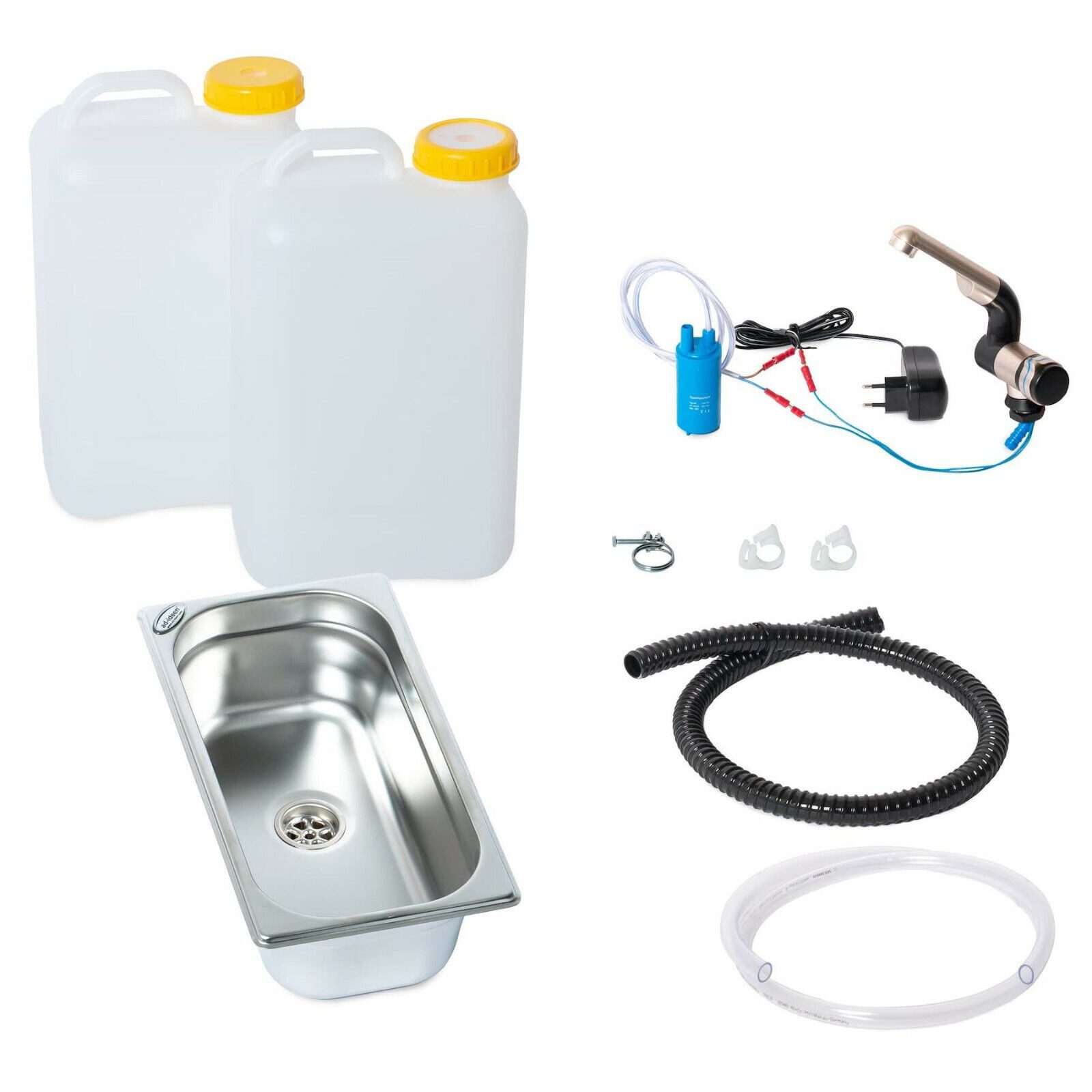 ad-ideen Waschbecken 230V Camper Küche Bausatz 325x176x100mm Barwig Chrom 19L T4 Citr.