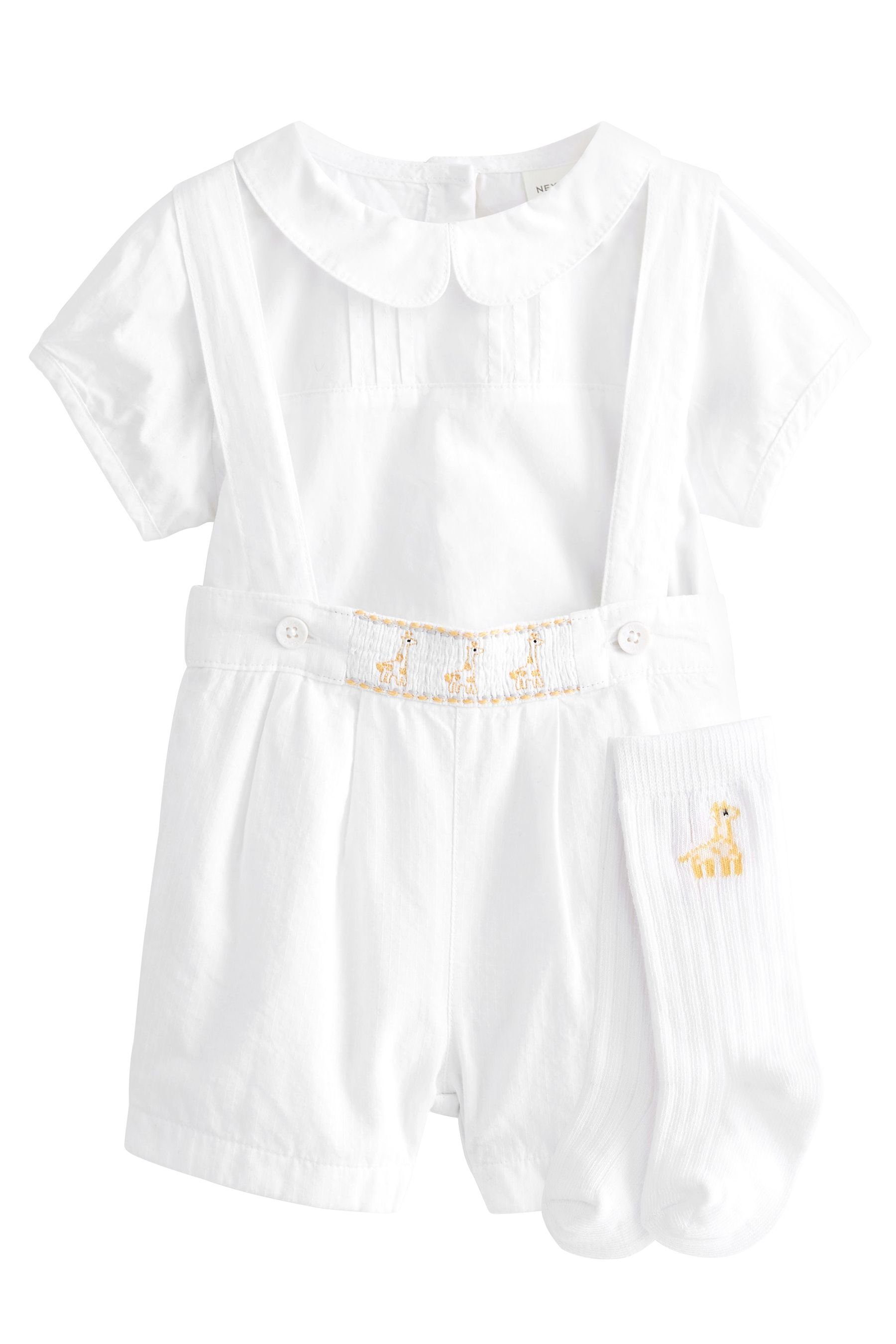 Next Hemd & Hose Babyset mit elegantem Hemd, kurzer Hose und Socken (3-tlg) White