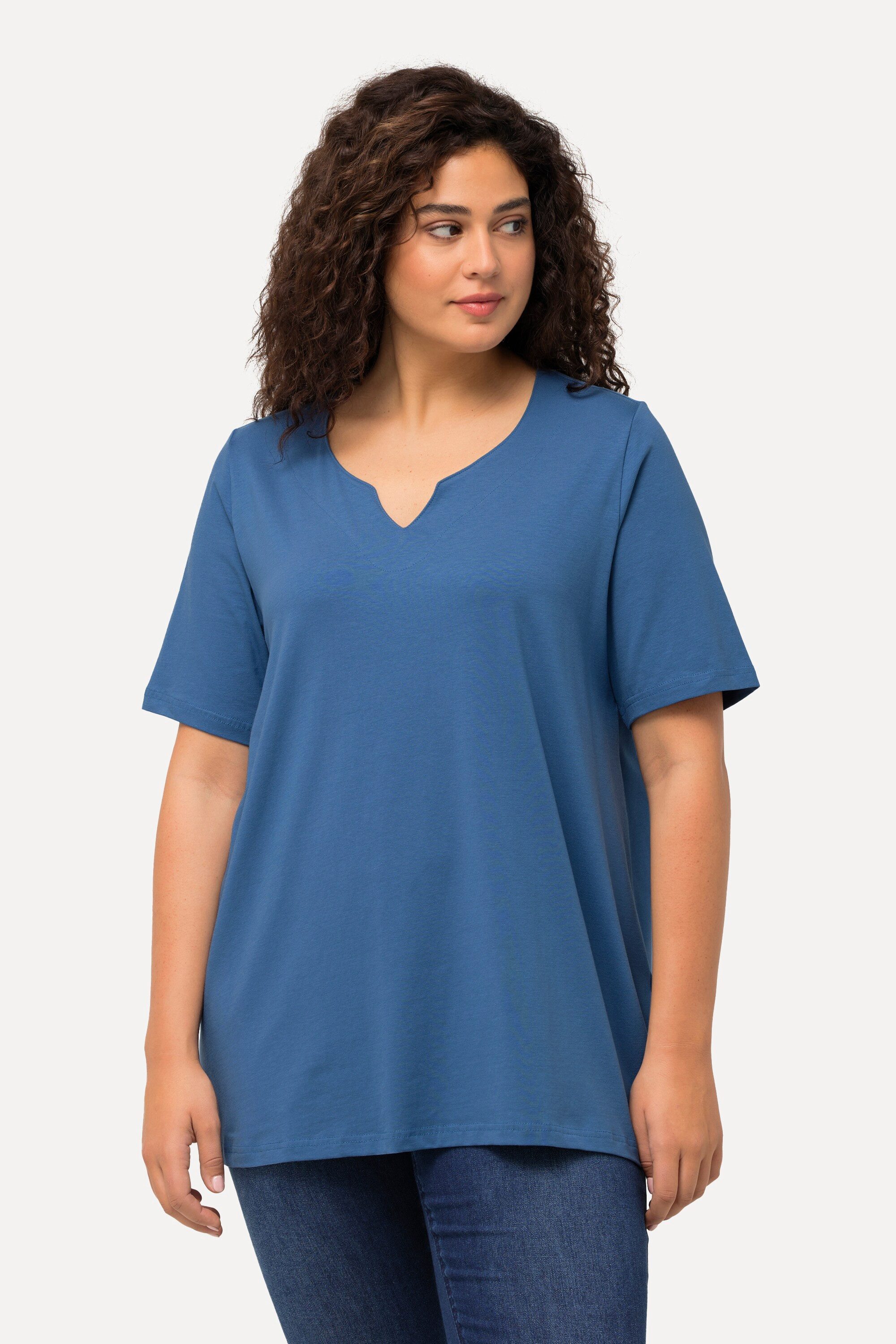 Ulla Popken T-Shirt T-Shirt A-Linie Tunika-Ausschnitt günstig online kaufen