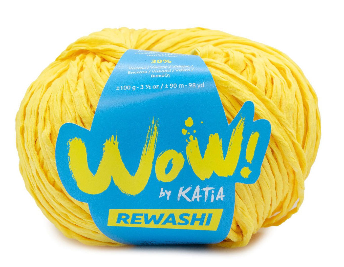 Katia Wow Rewashi Bändchengarn Häkelwolle, 90,00 m (Wolle für Tasche häkeln, für Körbe, Strickgarn, Strickwolle, Nadelstärke 6-6,5mm), 70% Polyester, 30% Viskose