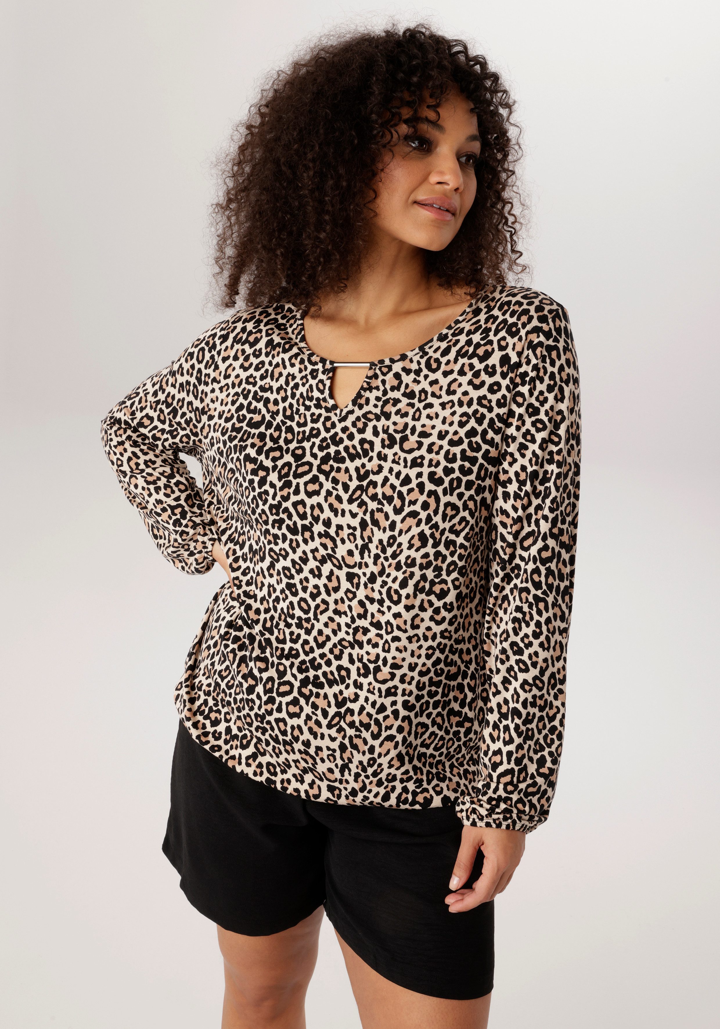 Aniston PLUS Langarmshirt In trendigem Leoprint - NEUE KOLLEKTION günstig online kaufen
