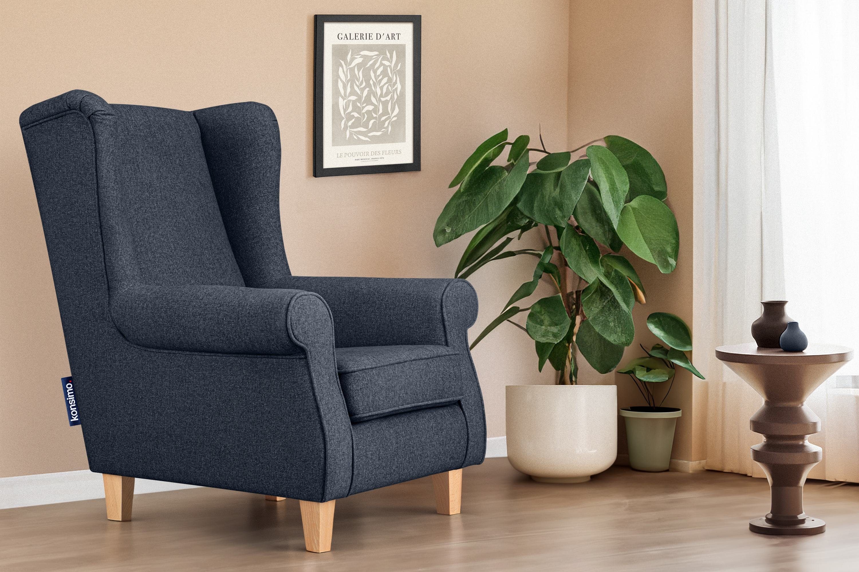 KONSIMO® Ohrensessel MILES Gepolsterter Sessel, mit günstig online kaufen