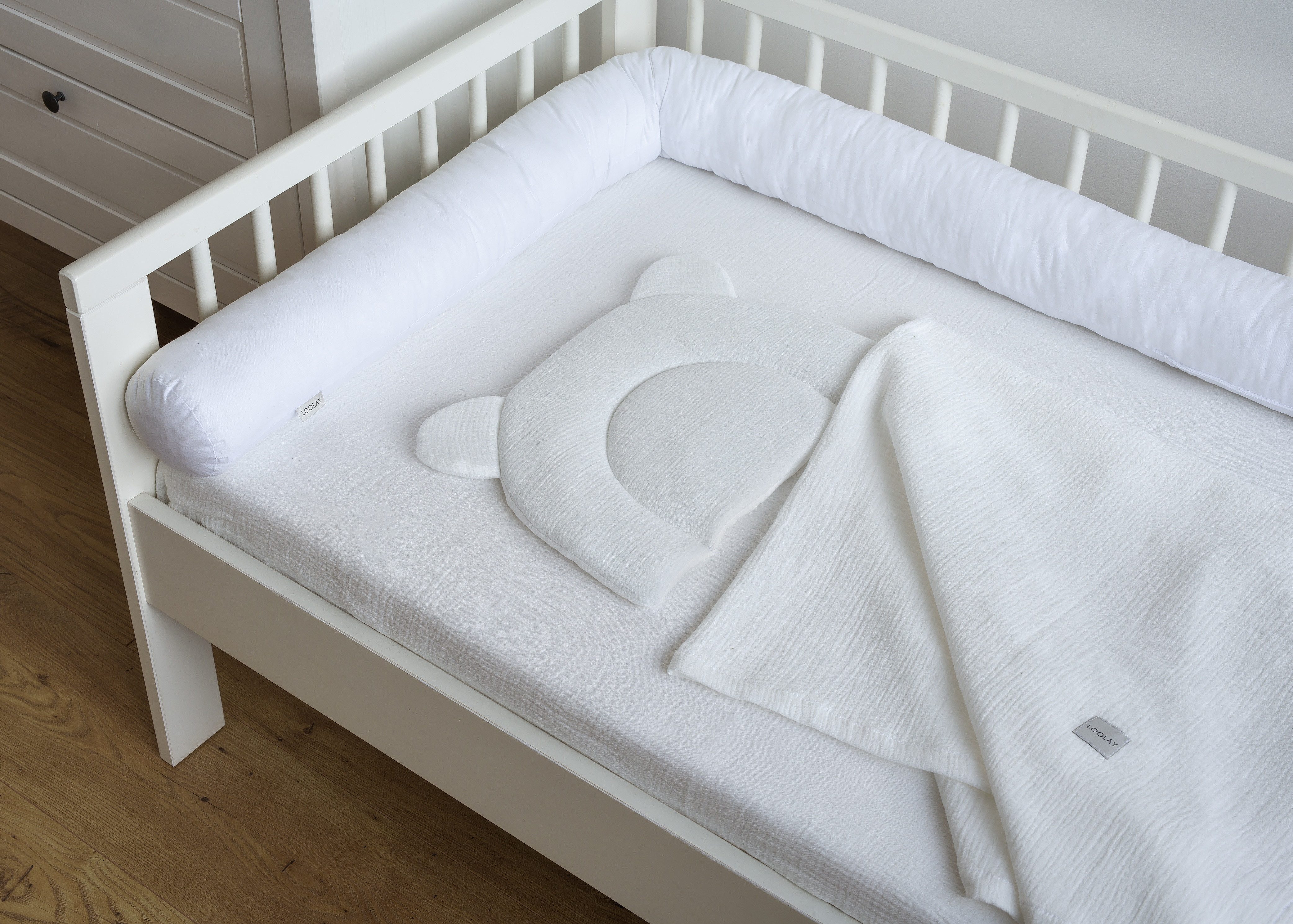 Loolay Nestchenschlange 100% WEIß Baumwolle Multifunktion PREMIUM Bettschla günstig online kaufen