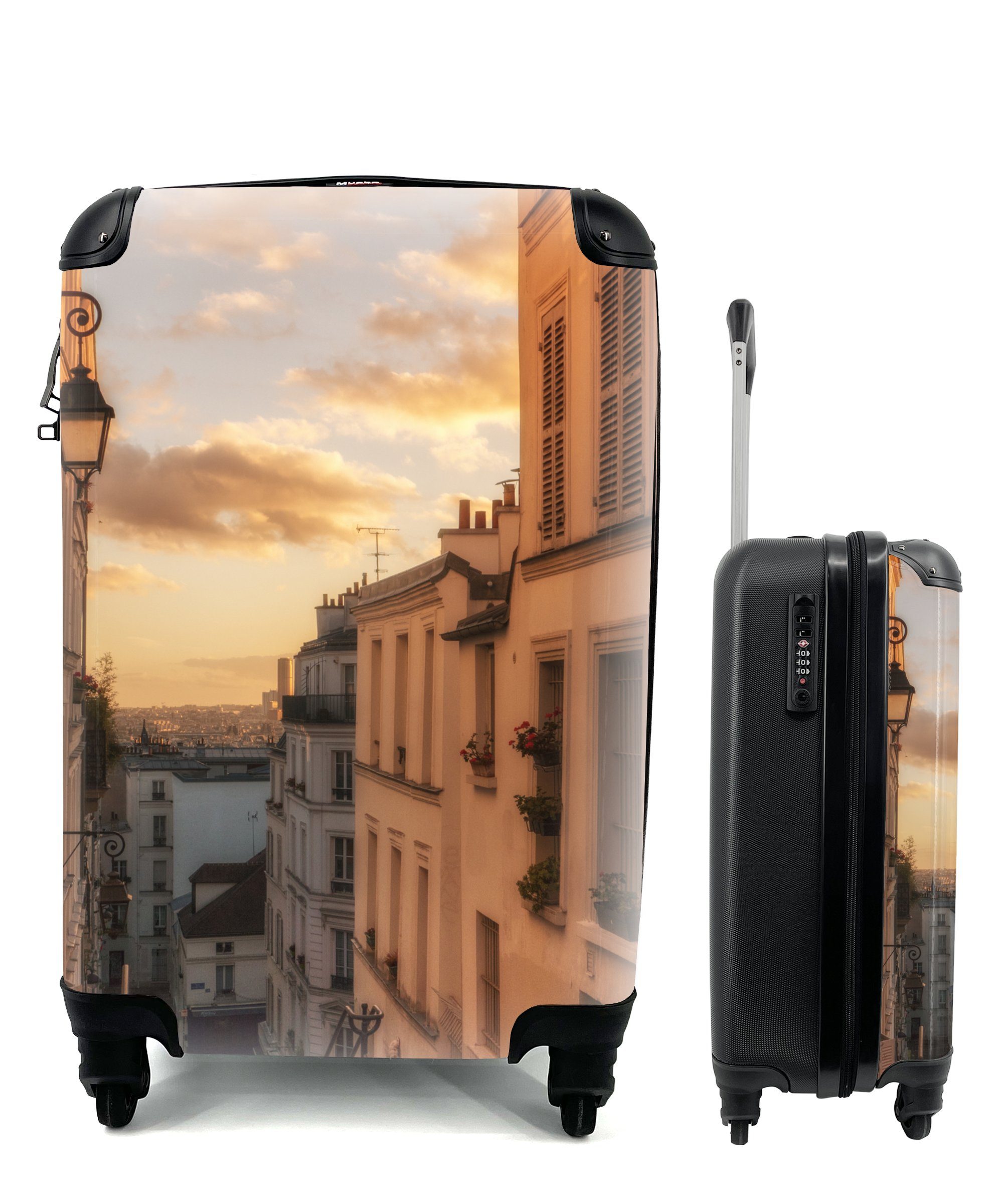 MuchoWow Handgepäckkoffer Paris - Himmel - Wolken, 4 Rollen, Reisetasche mit rollen, Handgepäck für Ferien, Trolley, Reisekoffer | Handgepäck-Koffer