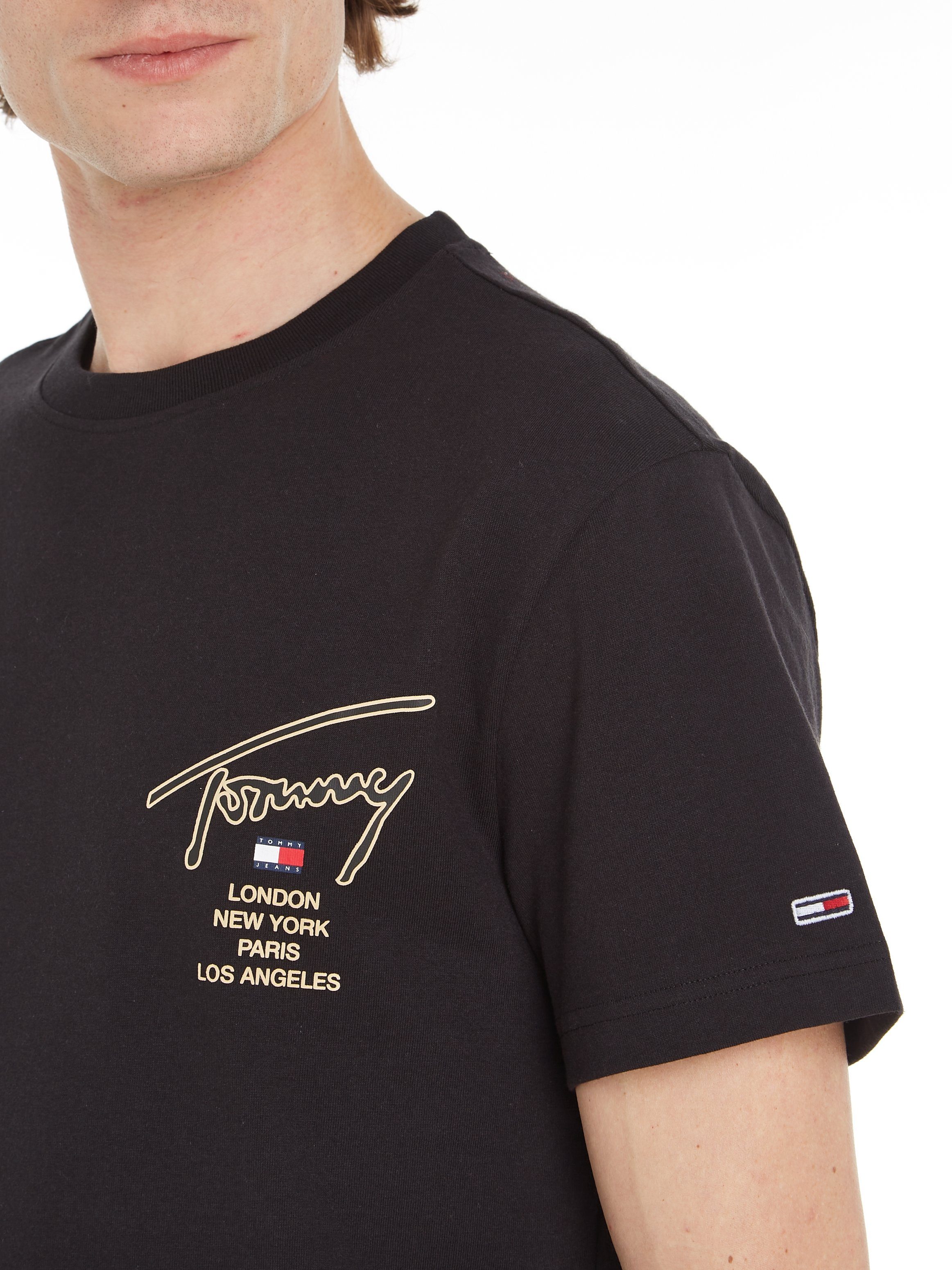 GOLD Jeans SIGNATURE Black TJM Tommy T-Shirt BACK CLSC TEE
