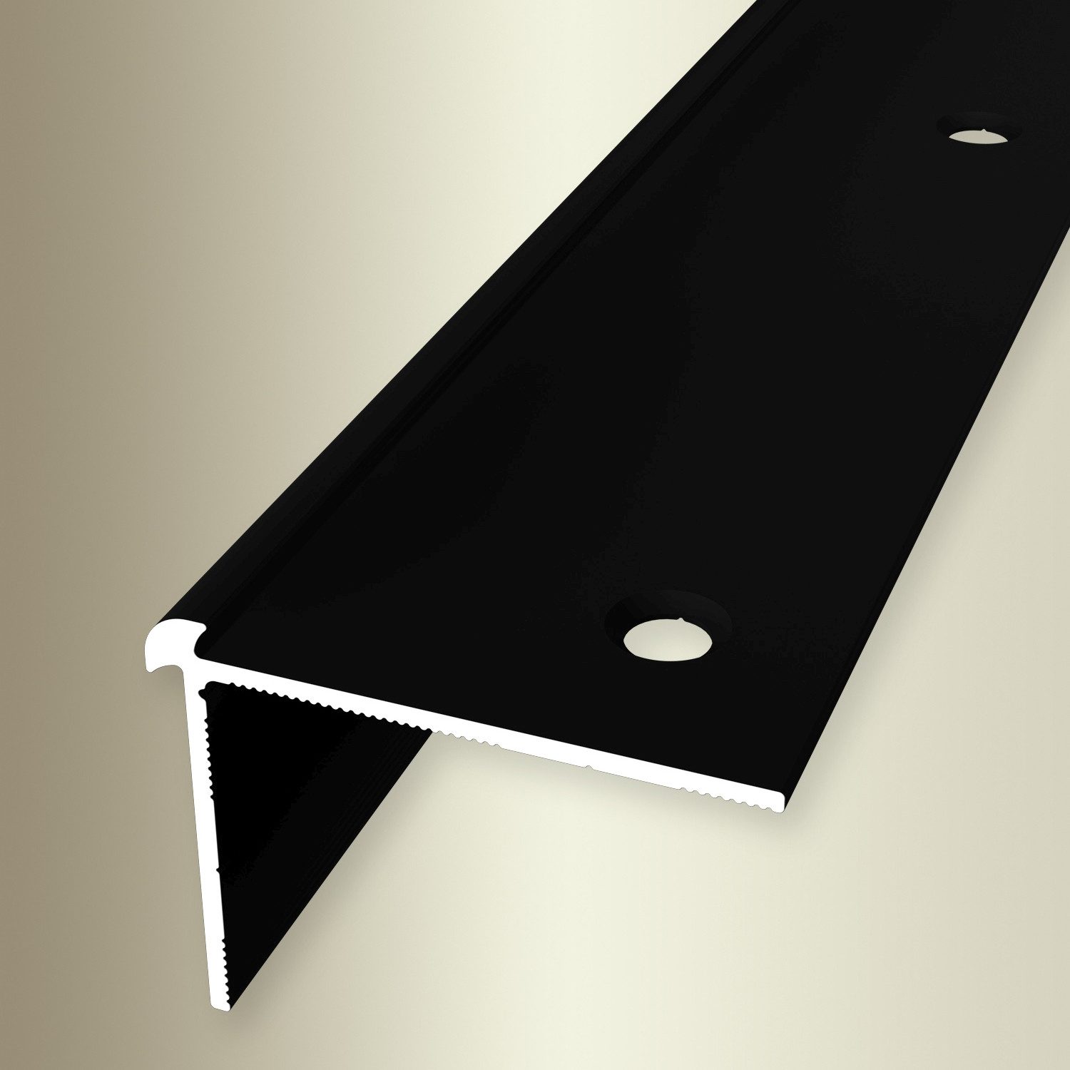 Küberit Treppenkantenprofil 29 x 29 x 2500 mm Winkelprofil Schwarz Gebohrt Aluminium