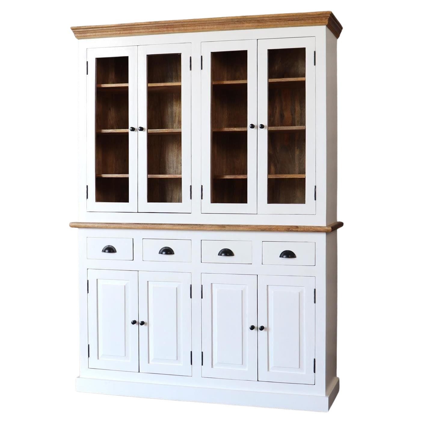 baario Buffet Schrank MURET Buffet weiss Landhaus Geschirrschrank Vitrine massiv