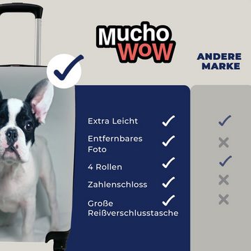 MuchoWow Handgepäckkoffer Französische Bulldogge - Welpe - Weiß, 4 Rollen, Reisetasche mit rollen, Handgepäck für Ferien, Trolley, Reisekoffer