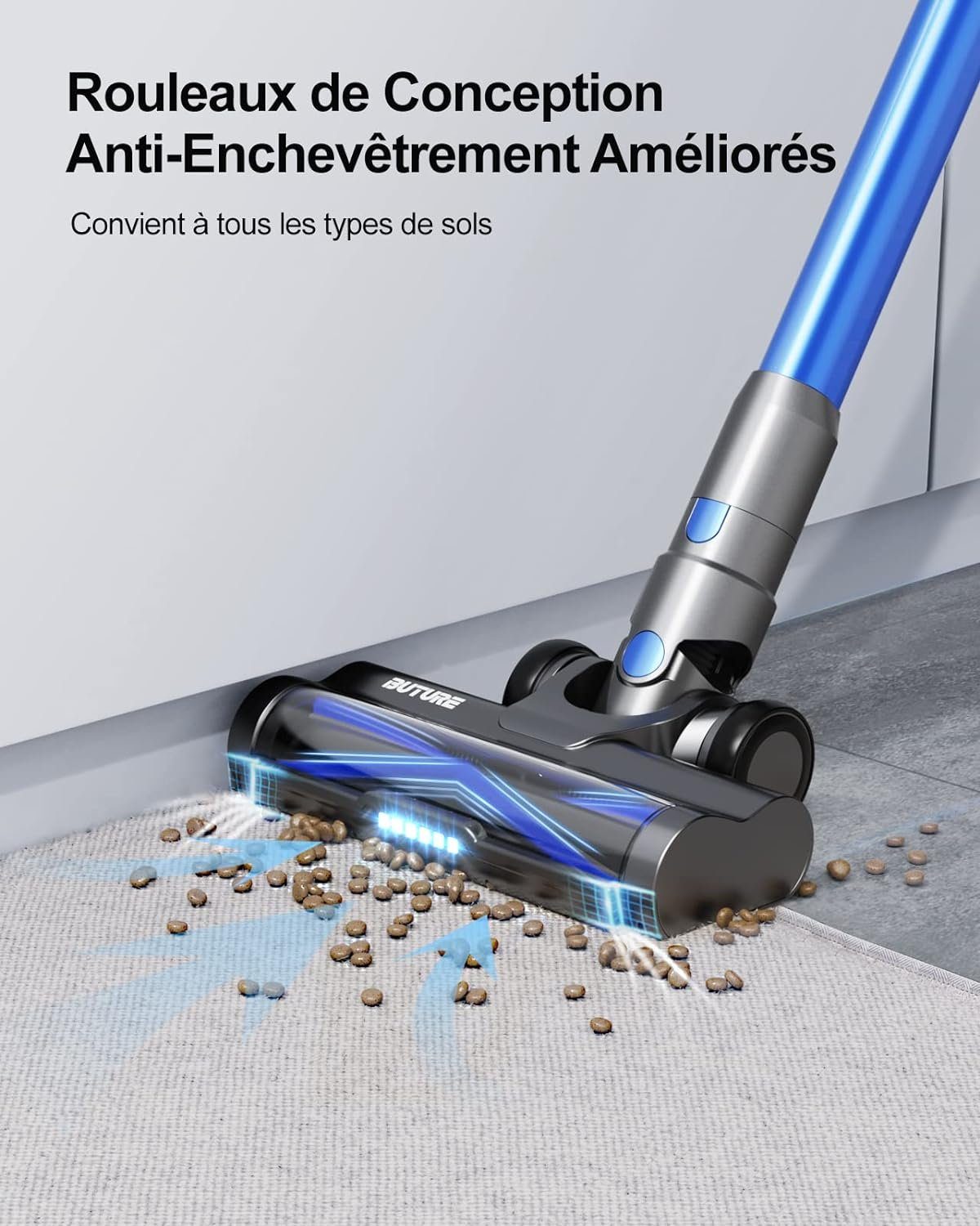 Laresar Akku-Hand-und Stielstaubsauger, Akku Staubsauger 450W/33000pa,Staubsauger Kabellos bis zu 55 Min. Laufzeit,Kabelloser Staubsauger,Touchscreen