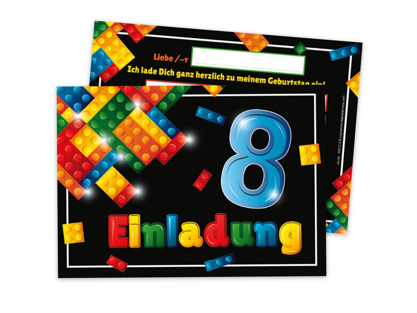 Thumbnail - LIMONIA Einladungskarten Bausteine zum 8. Kindergeburtstag Kinder Einladungen mit Umschlägen, Einladungskarten mit Umsch...