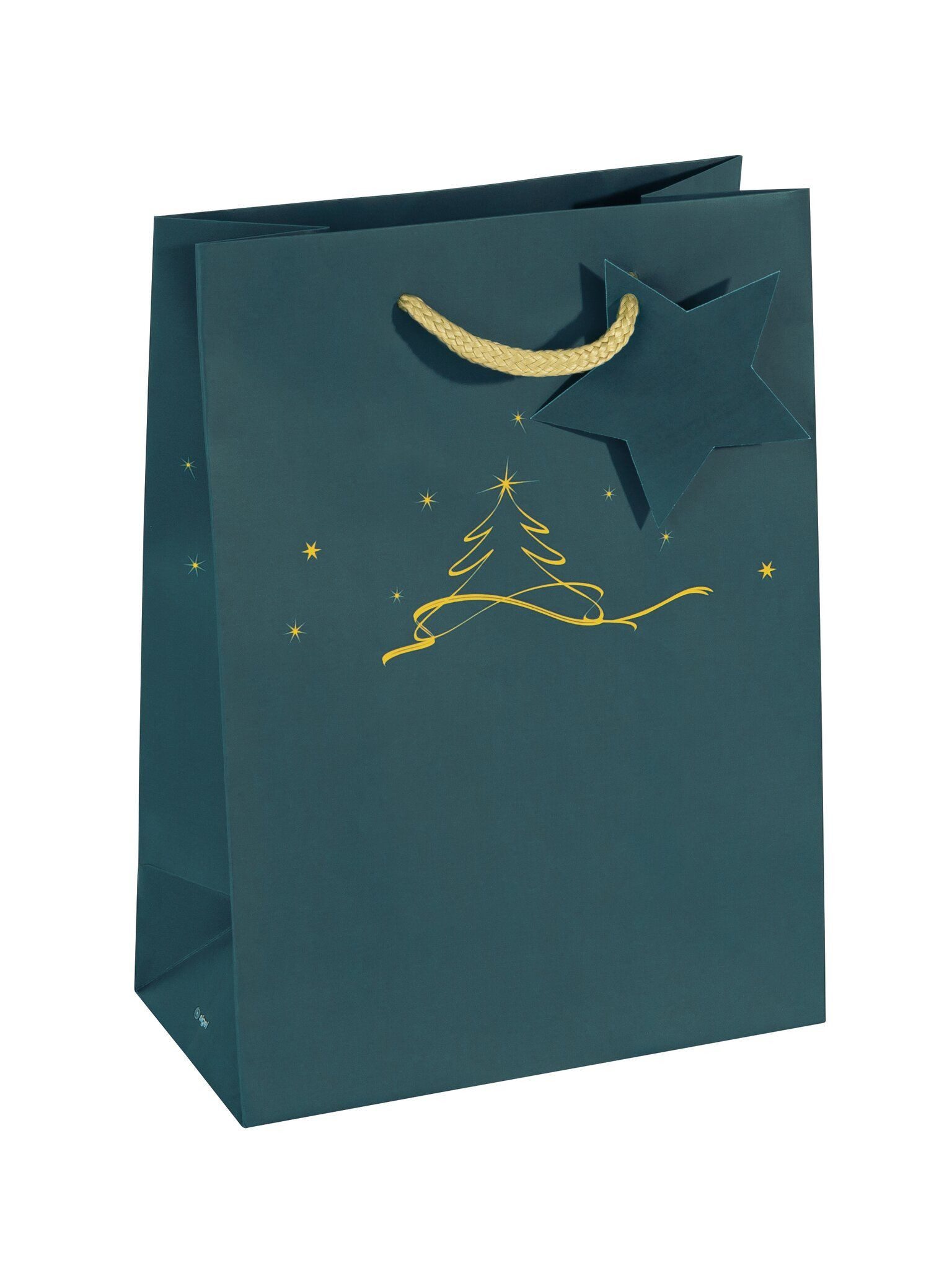 Sigel Tragetasche SIGEL GT035 Geschenktasche SIGEL klein - petrolblau - Weihnachtsbaum -