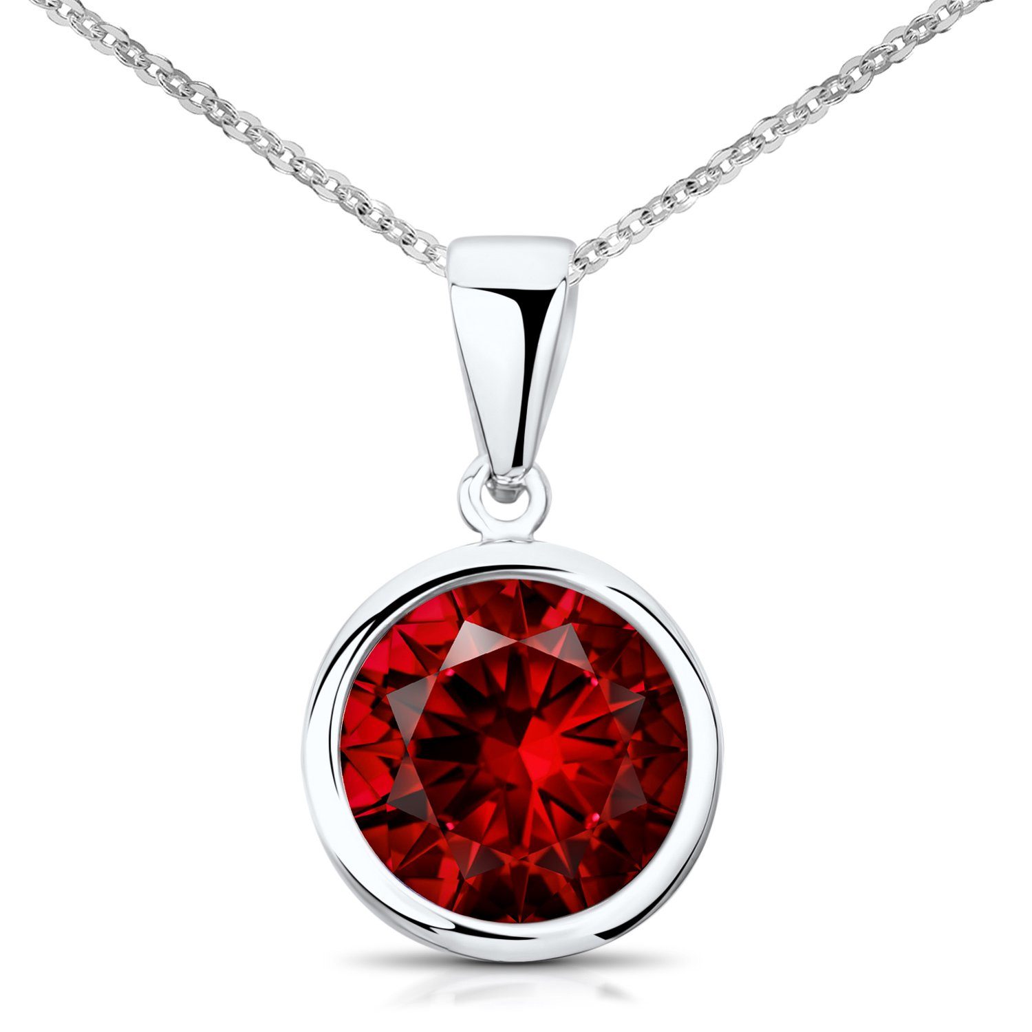 Materia Kristallanhänger Damen Kristallanhänger Ø10mm Rubinrot KA-462, aus 925 Sterling Silber, rhodiniert