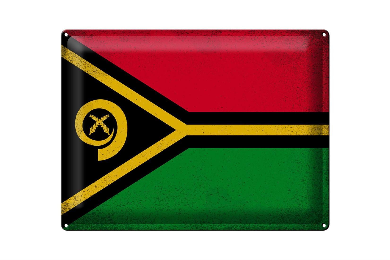 Metallschild Flagge Vanuatu 40x30cm Flag of Vanuatu Vintage