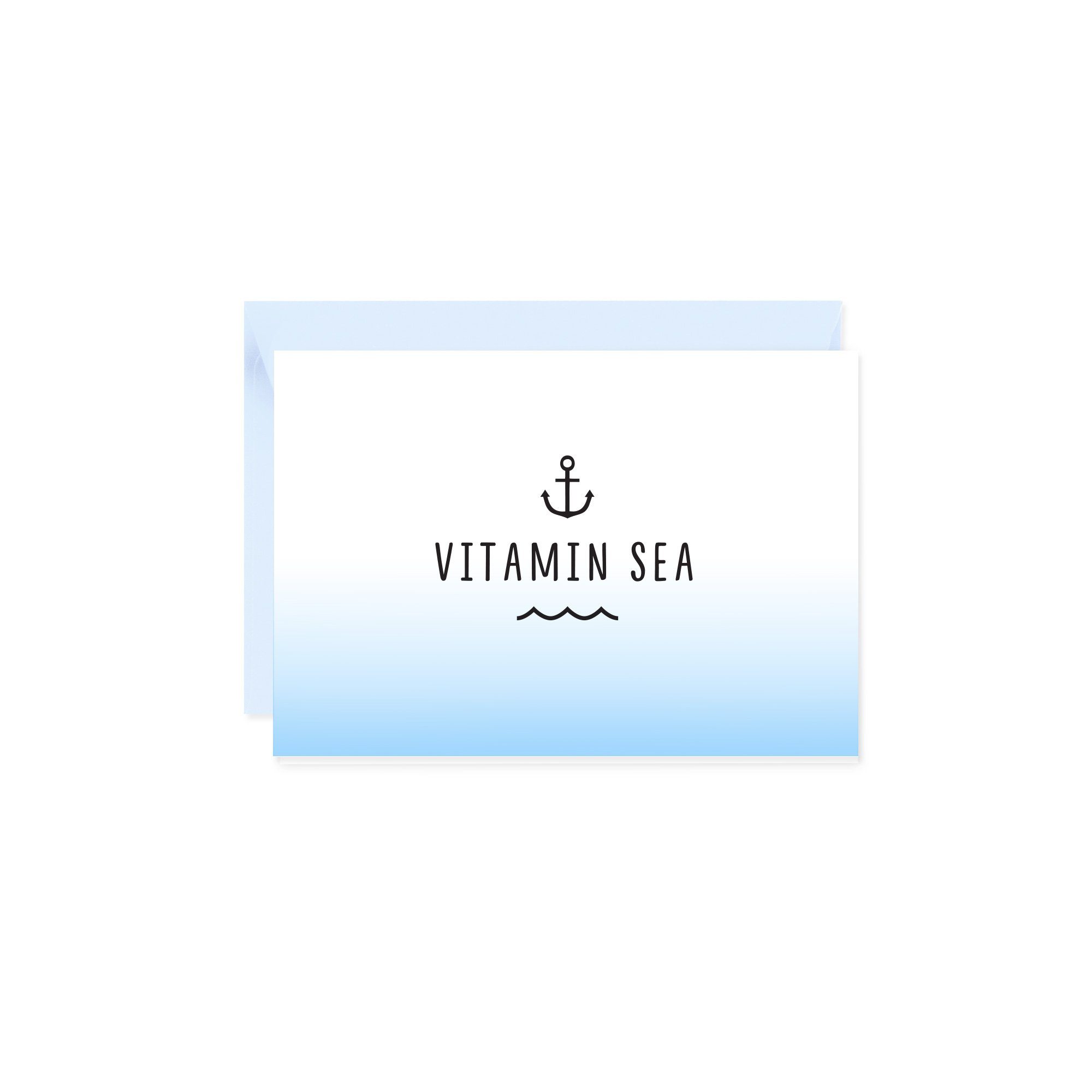 Bow & Hummingbird Grußkarte Mini-Grußkarte Vitamin Sea, Klappkarte mit Umschlag