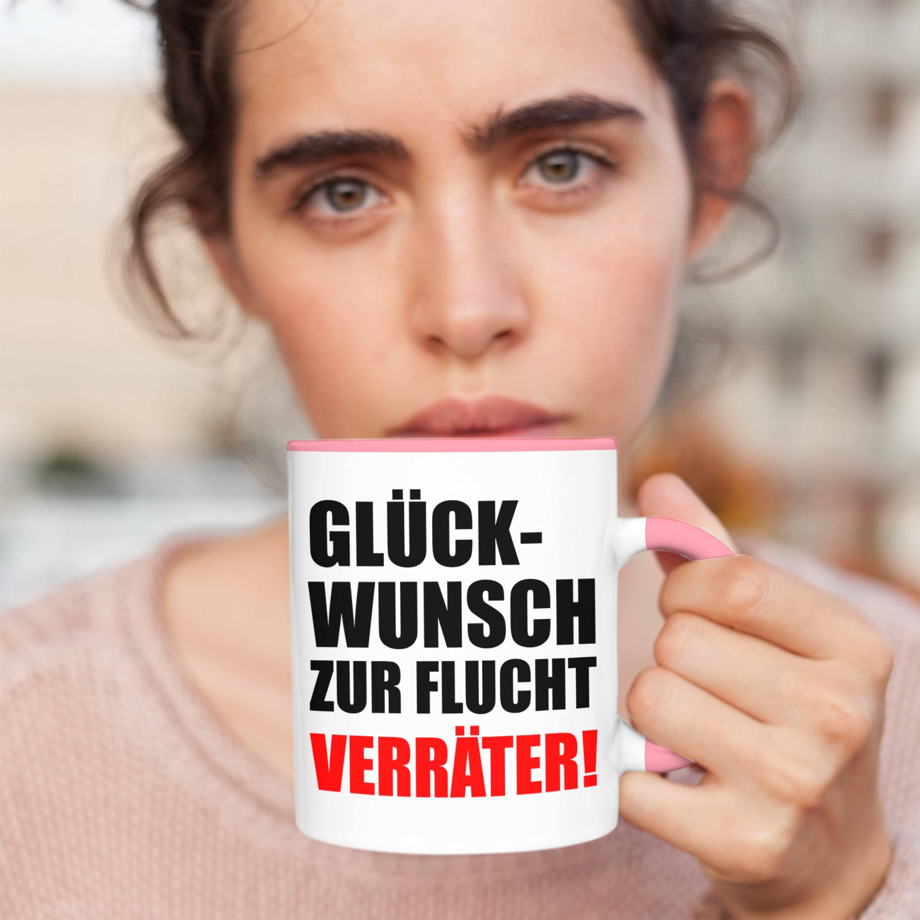 Trendation Tasse Zur Kollegin Rosa Jobwechsel Sprüche - Trendation Lustig Glückwunsch Flucht Kaffeetasse Abschiedsgeschenk Geschenk Kollege