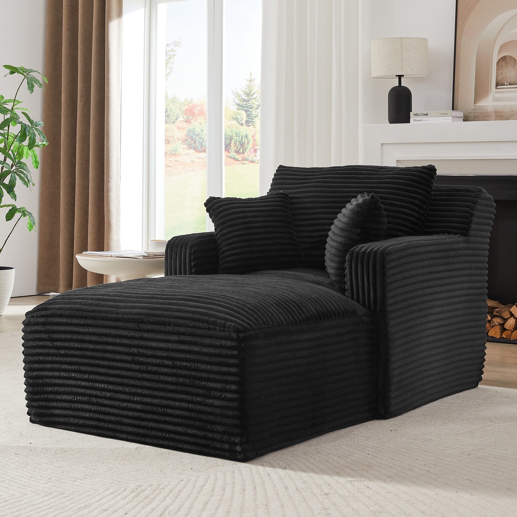 MC Star Schlafsofa Modernes Chaiselongue Sofa aus Cord, Bequemes Schlafsofa, Relaxsessel ohne Montage, Liegesessel für Wohnzimmer, Büro & Apartment