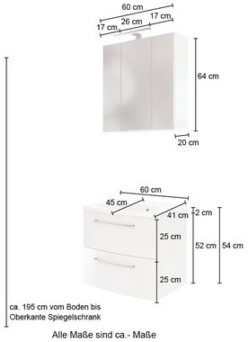 HELD MÖBEL Badmöbel-Set Catania, (2-St), mit 3D-Spiegelschrank und gebogenes Mineralgussbecken