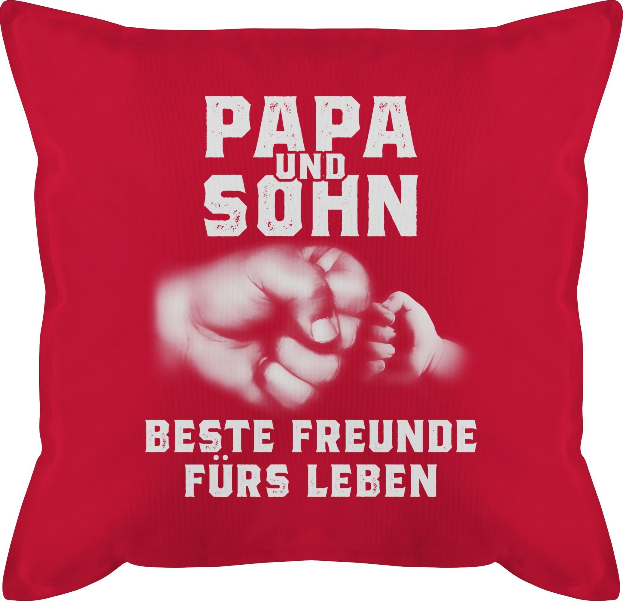 Shirtracer Dekokissen Papa und Sohn beste Freunde fürs Leben, Vatertagsgeschenk Kissen 3 Rot