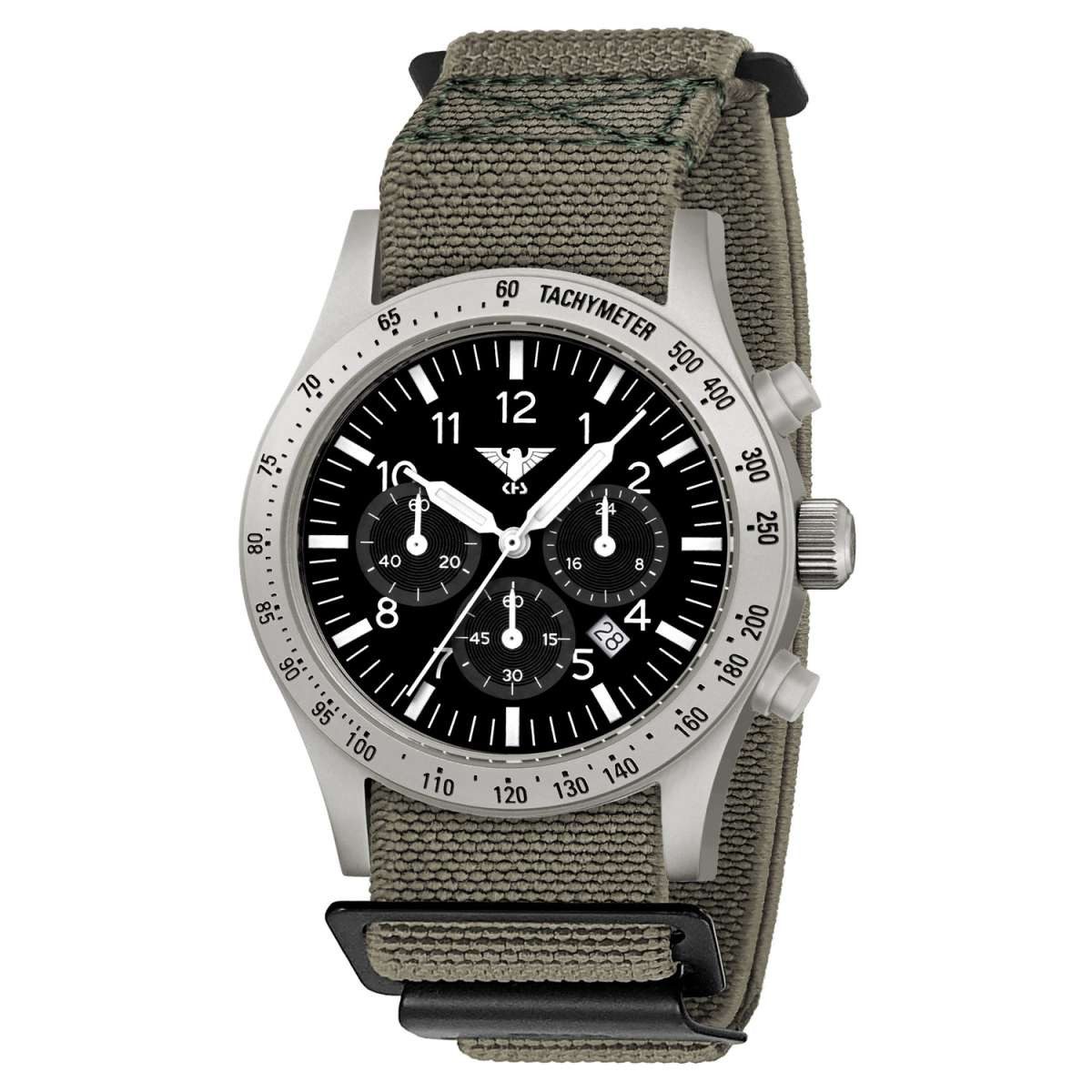 KHS Quarzuhr PLASSC.DFSGO, Herrenuhr Platoon Solar Chronograph Stahl Grau