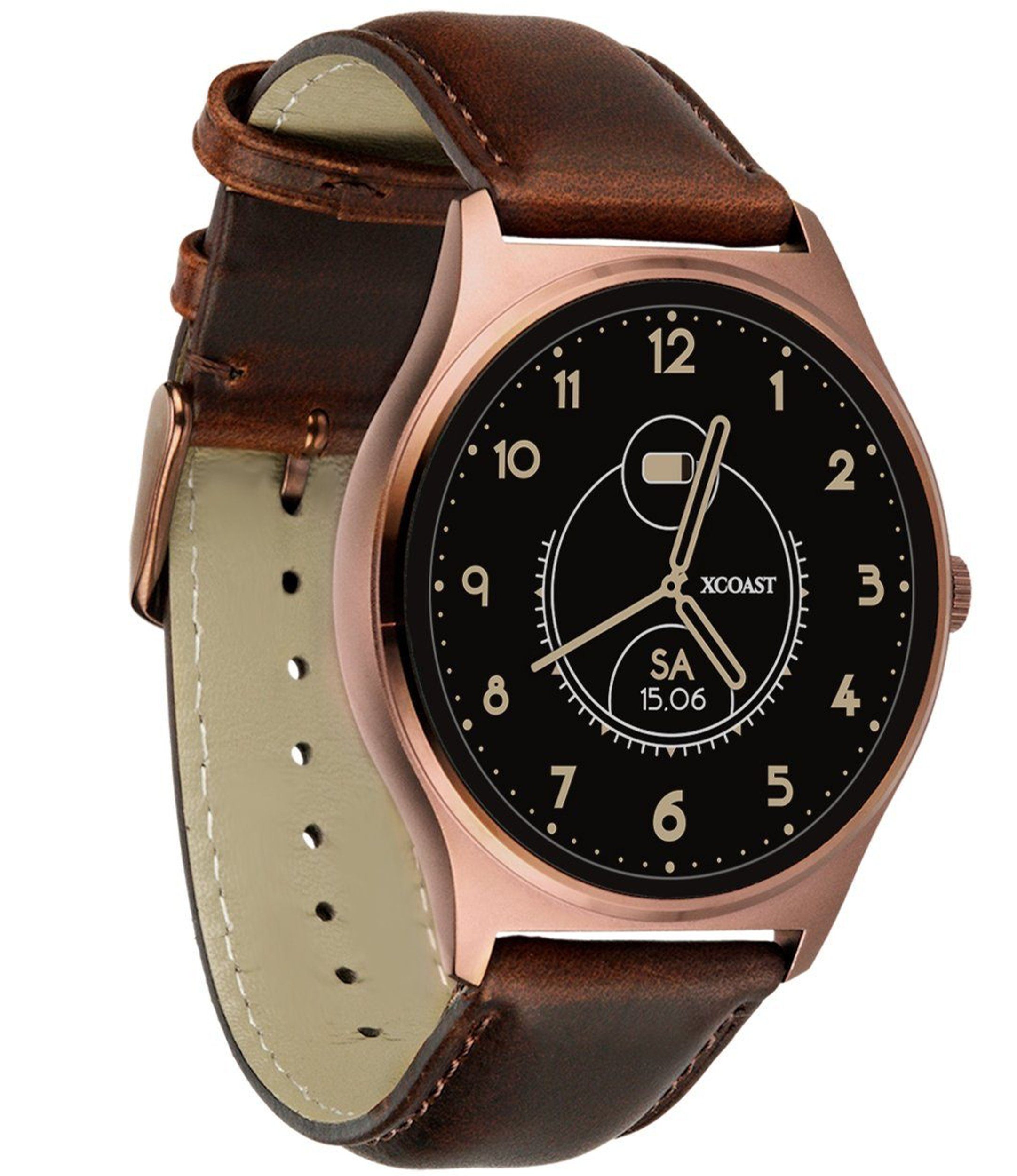 X-Watch QIN XW PRO Herren Uhr Smartwatch (39mm cm/1,22 Zoll, iOS und  Android), Fitnesstracker, mit Puls und Blutdruckmessung, braunes Echtleder  Armband, 570401 Brown Bronze online kaufen | OTTO